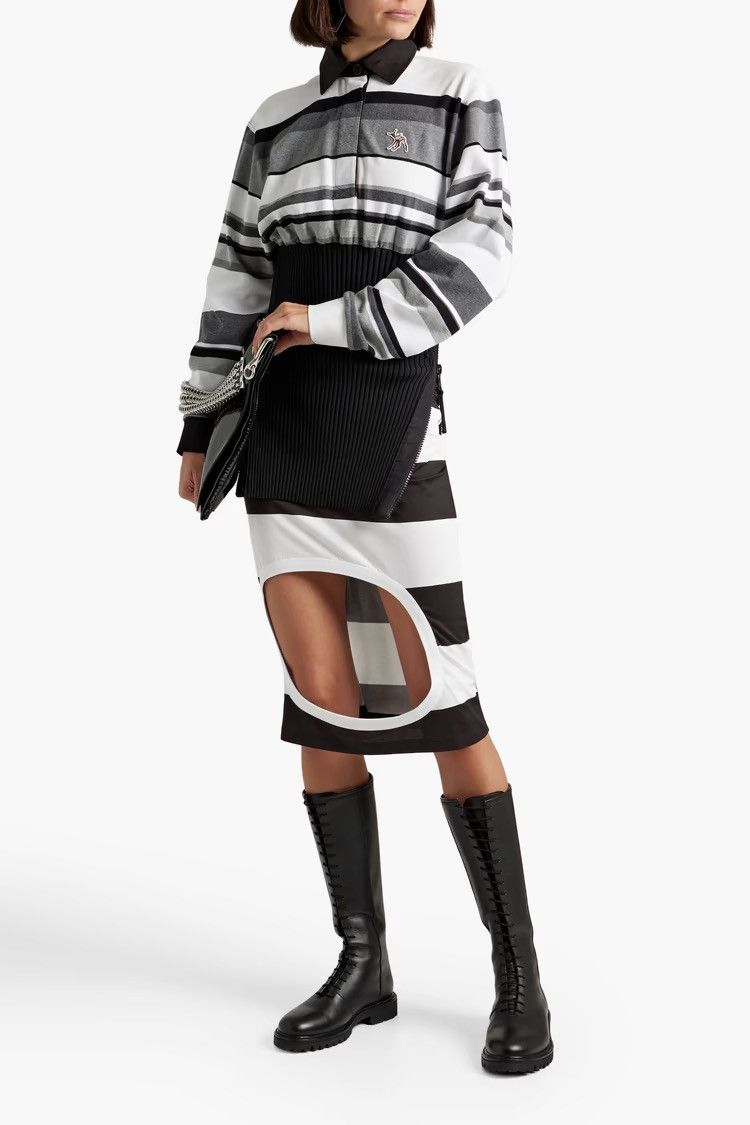 Burberry BURBERRY Cutout striped cotton-jersey skirt Black Size UK 8 Size 27" / US 4 / IT 40 - 6 Thumbnail