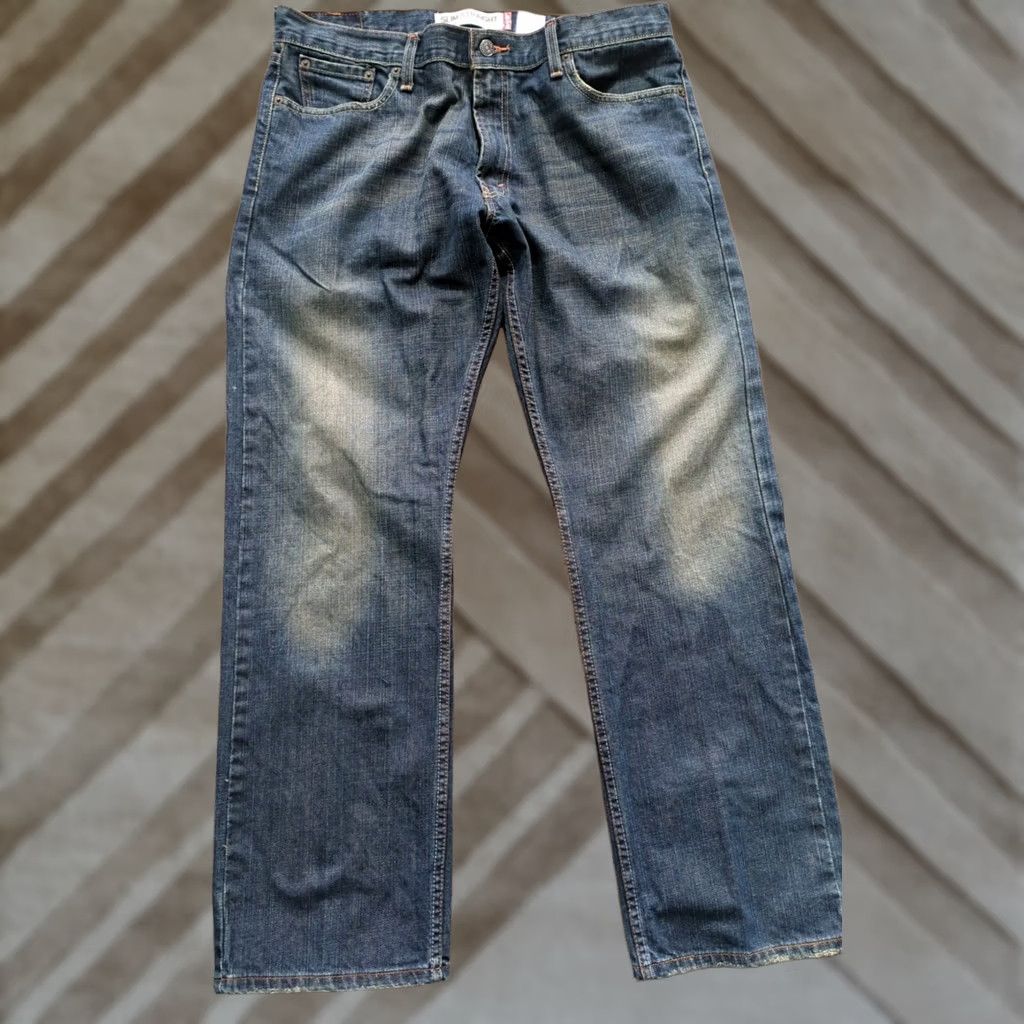 Levi's Levi's 514 Slim Straight Jeans Mens 36x30 Blue Dark Wash Western Cowboy Pattern Solid 5-Pocket Denim Cotton Zip Inseam 30 Size US 36 / EU 52 - 1 Thumbnail