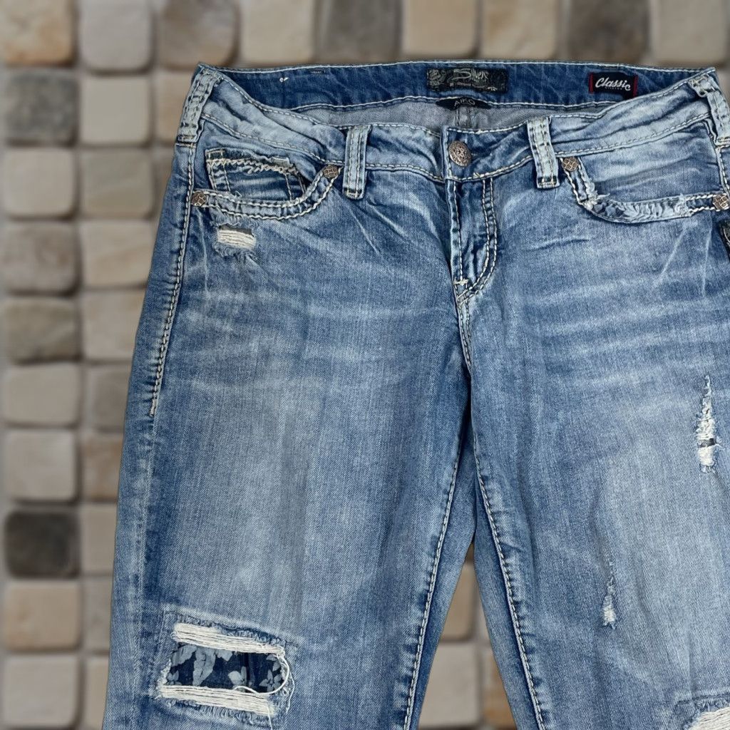Silver Jeans Co. Silver Jeans Womens Jeans 30 x 26 Aiko Mid Ankle Skinny Light Wash Distressed 5-Pocket Denim Slim Regular Girls mens? Size 30" / US 8 / IT 44 - 1 Thumbnail