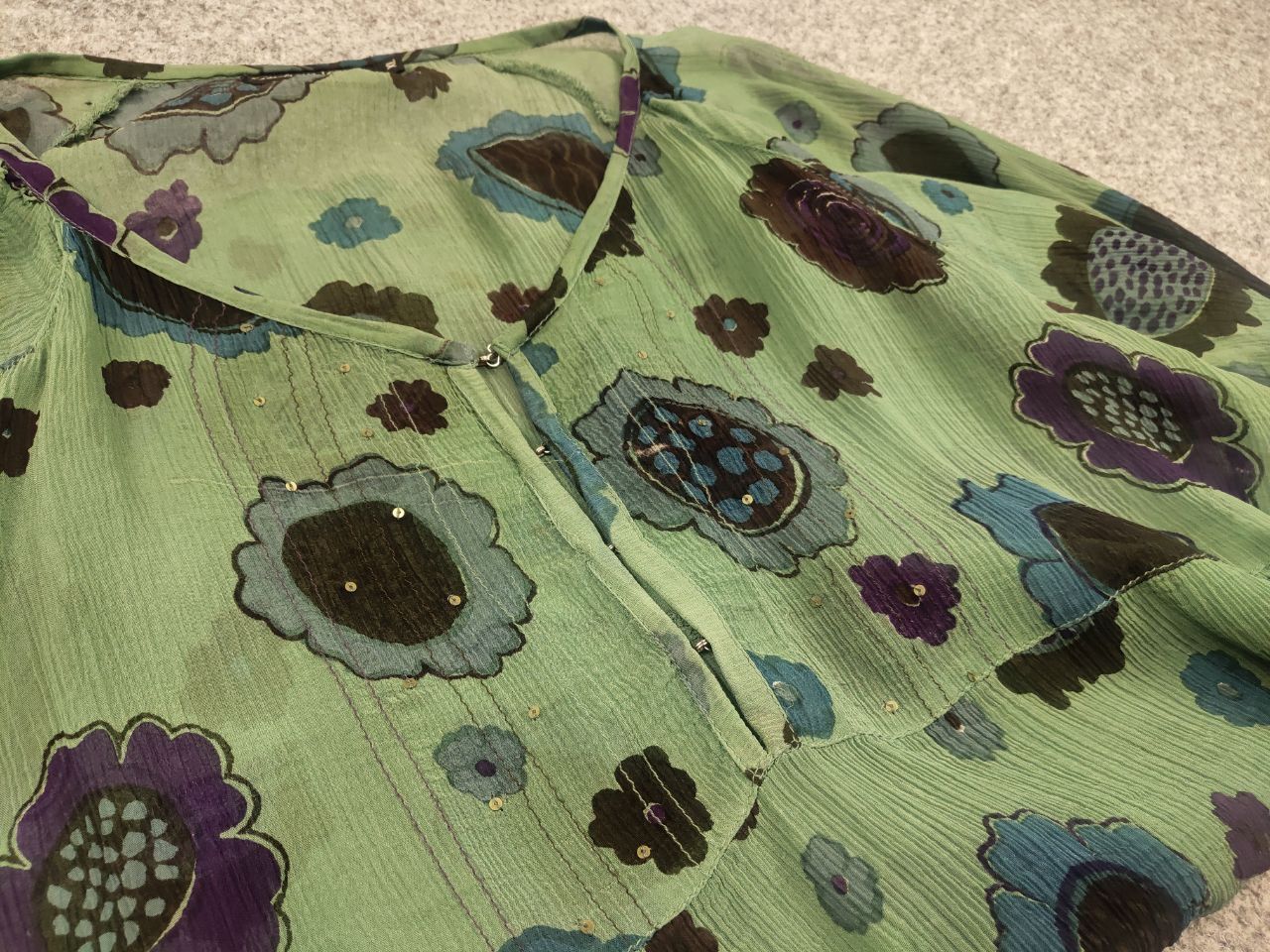 Gudrun Sjoden Gudrun Sjödén Floral print green Light blouse tunic Size XL / US 12-14 / IT 48-50 - 12 Thumbnail