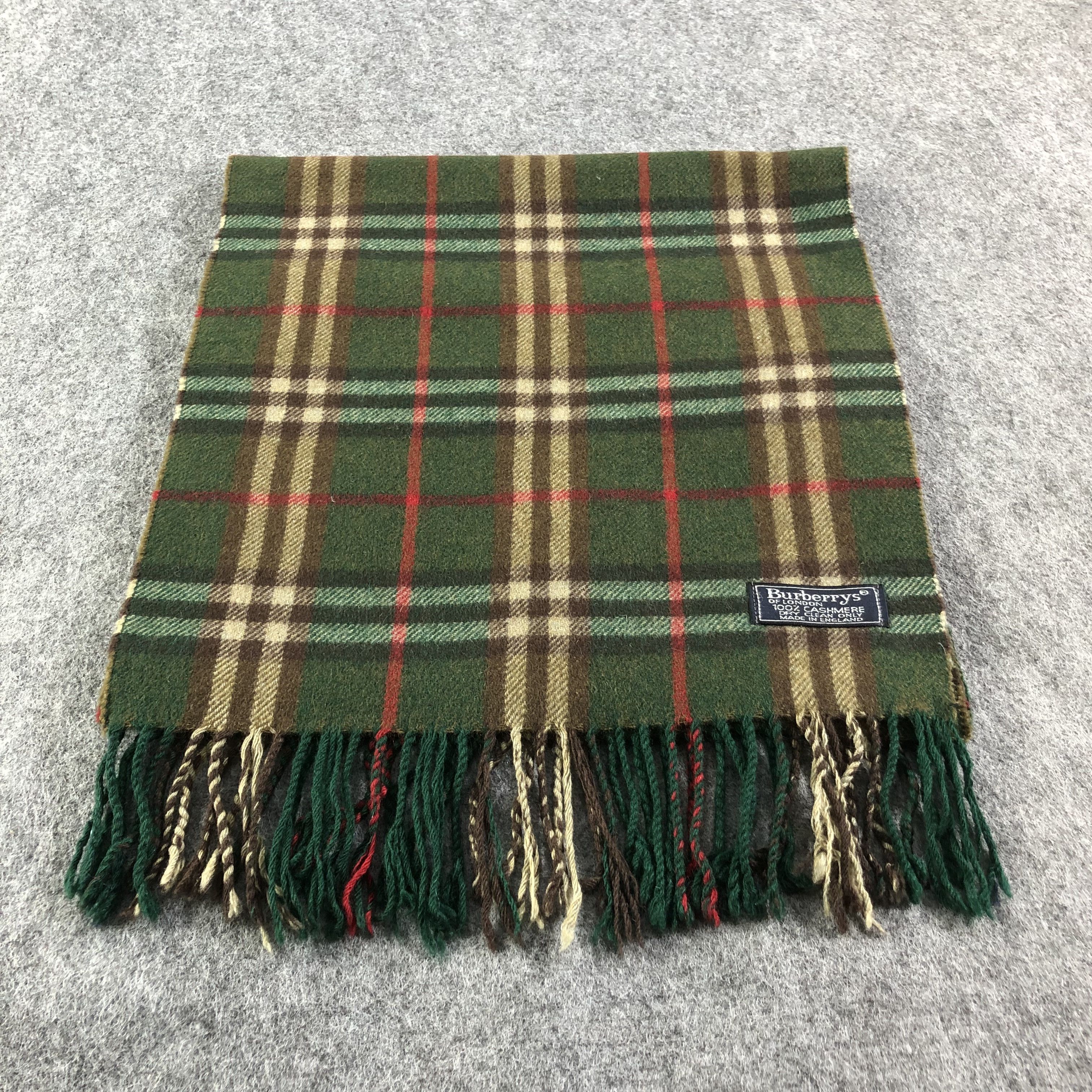 Burberry Burberrys Green Nova Check Cashmere Scarf Muffler V1631 Size ONE SIZE - 2 Thumbnail
