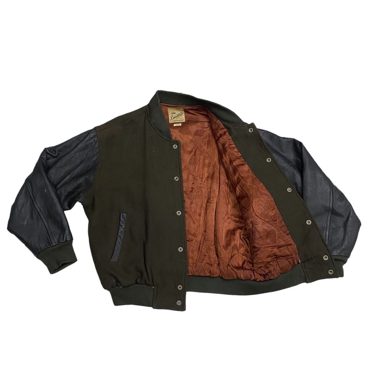 Vintage Vintage 80s loosutap varsity sleeve leather jacket Size US L / EU 52-54 / 3 - 9 Thumbnail