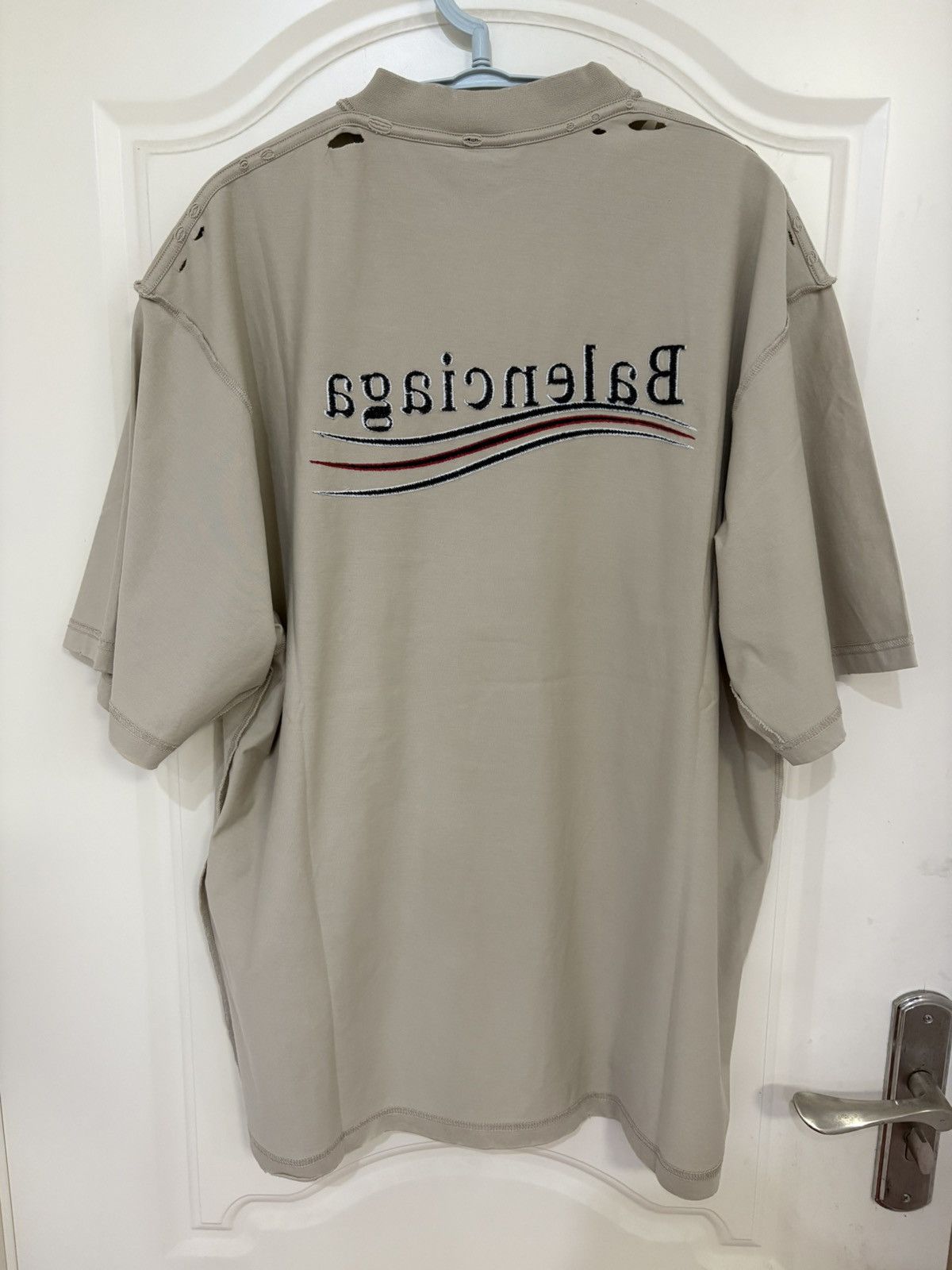 Balenciaga Inside Out Distressed Reversed Potienlical Logo T-shirt Size US M / EU 48-50 / 2 - 2 Thumbnail