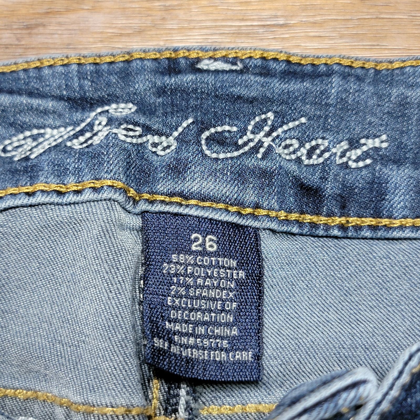 Other Wired Heart Straight Stretch w/ Embroidered Pockets -Size 26 Size 28" / US 6 / IT 42 - 6 Thumbnail