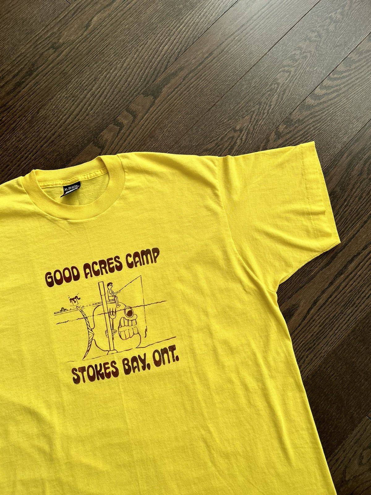 Vintage 90's Good Acres Camp Fishing Graphic Single Stitch Size US XL / EU 56 / 4 - 1 Thumbnail