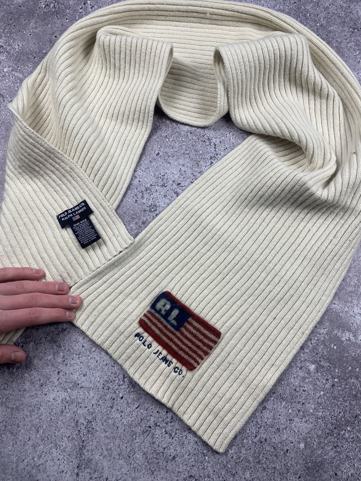 Polo Ralph Lauren × Vintage POLO 🇺🇸 Ralph Lauren vintage USA flag knitted scarf RRL Size ONE SIZE - 5 Thumbnail