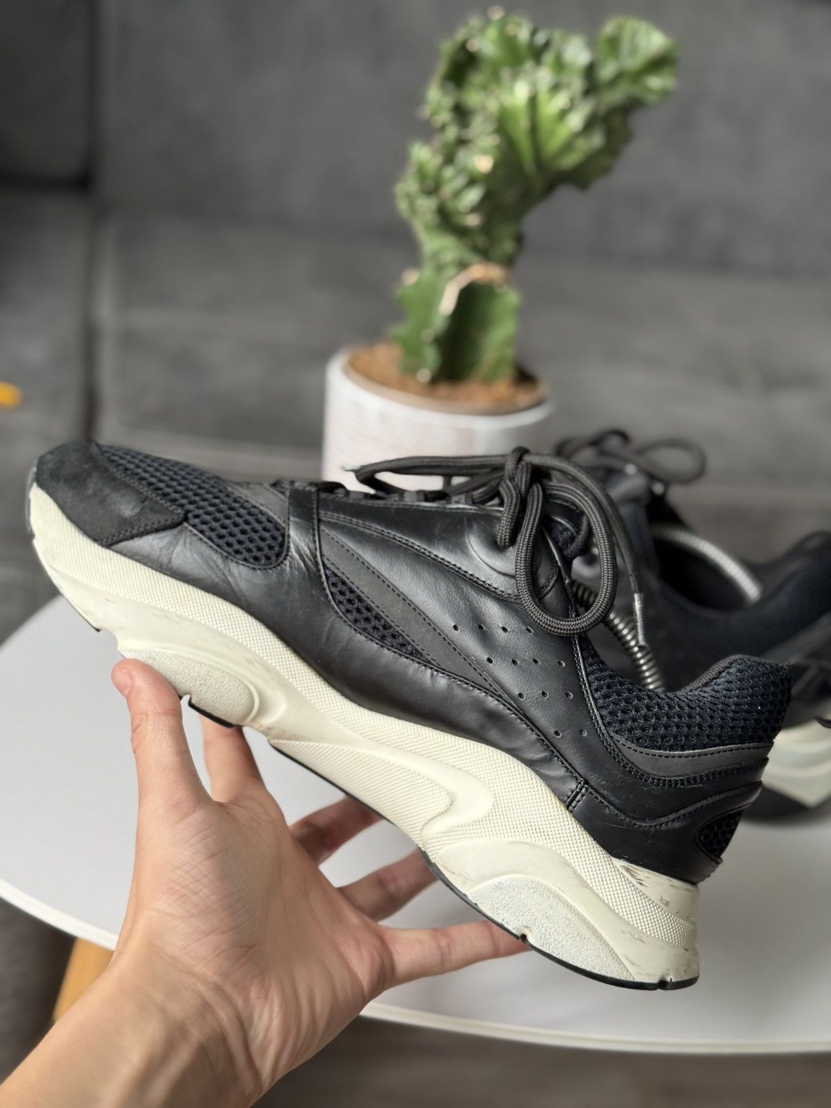 Dior DIOR B22 Reflective Sneakers Leather Black Size US 10.5 / EU 43-44 - 9 Thumbnail