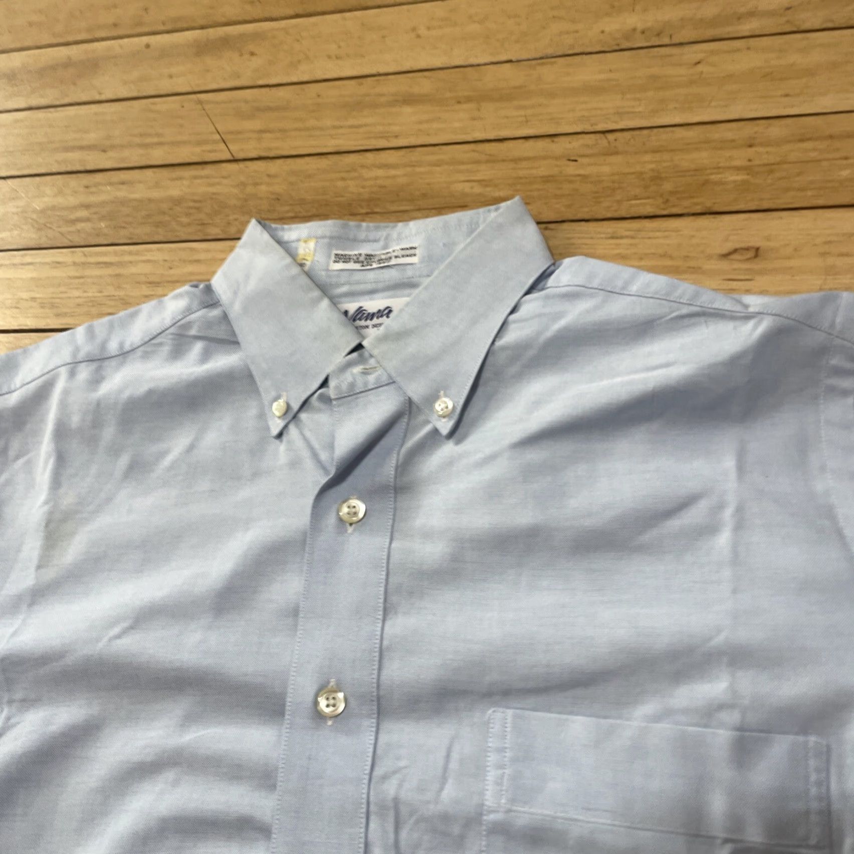 Vintage VINTAGE NAMA BEVERLY HILLS Dress Shirt VTG 90s Men L Blue Oxford 44" Button-Up Size 40R - 5 Thumbnail