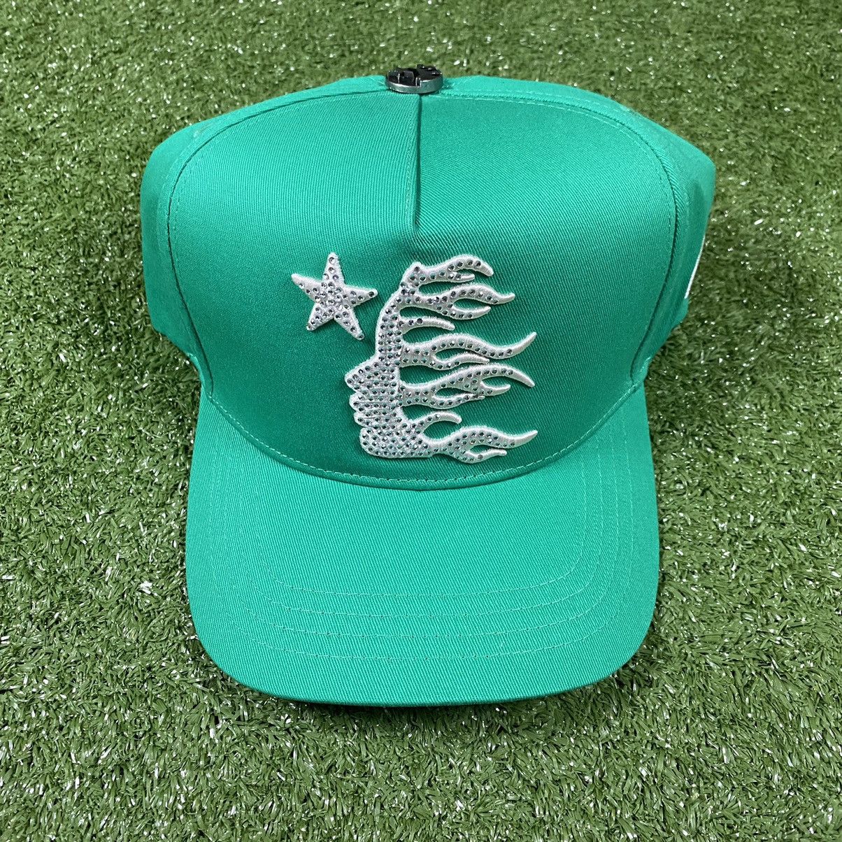 image of Hellstar Rhinestone Snapback in Green, Men's