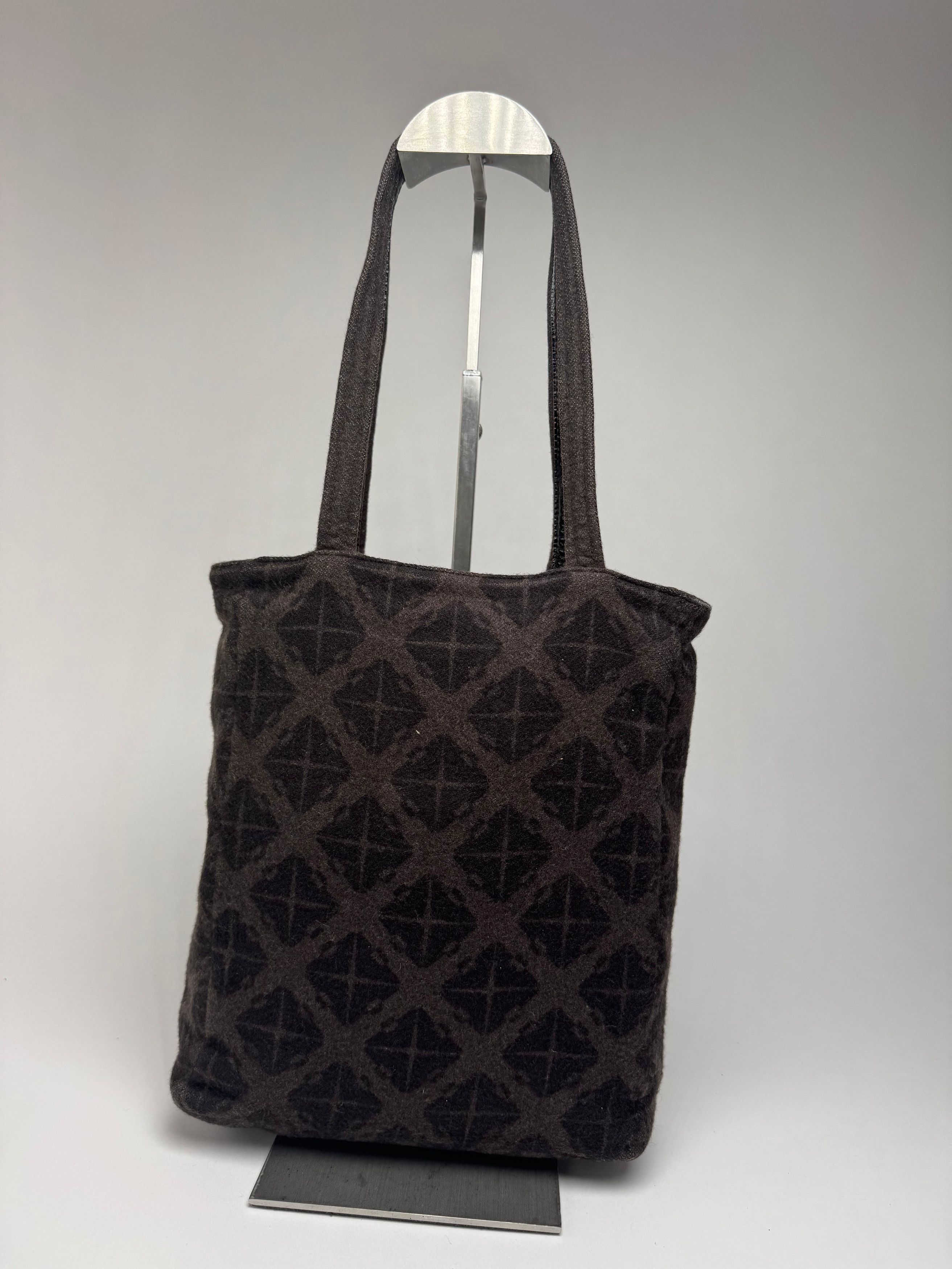 Vintage Wool Monogram Shopper Brown