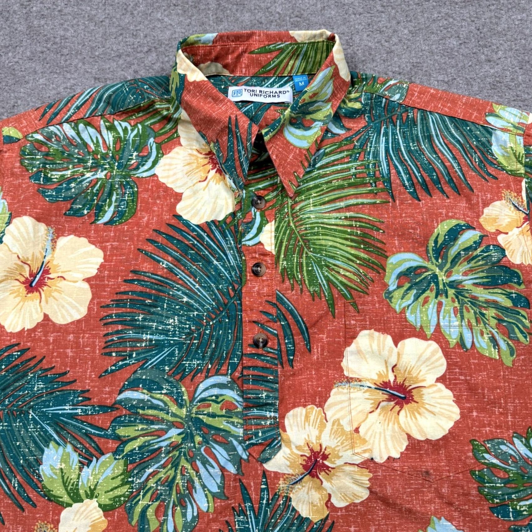 Tori Richard Tori Richard Polo Shirt Men's M Orange Floral Short Sleeve Shirt Size US M / EU 48-50 / 2 - 3 Thumbnail