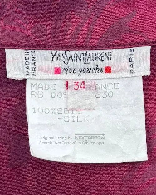 Saint Laurent Paris Yves Saint Laurent 1980s Floral Silk Shirt. Size XXS / US 00 / IT 34 - 7 Thumbnail