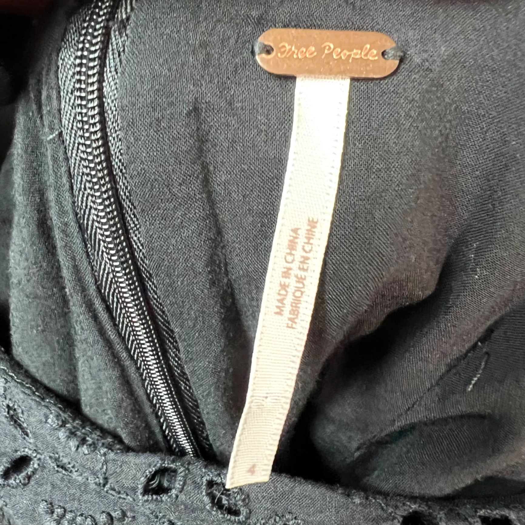 Free People Free People Dress Woman Black Eyelet Tie Back Blouson Sleeve Mini 4 Short Bohemian Summer Party/Cocktail Womens Size S / US 4 / IT 40 - 3 Thumbnail