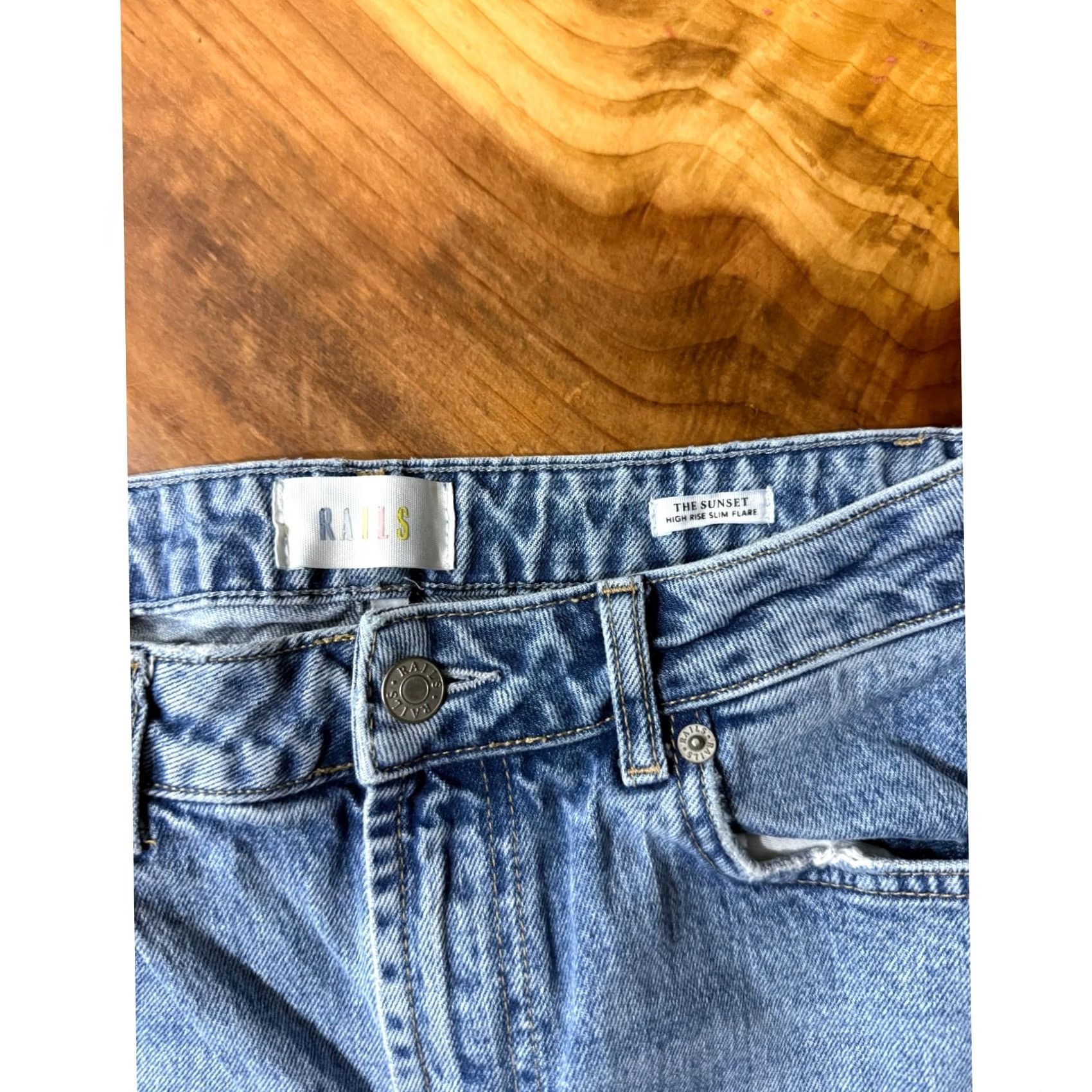 Rails Rails Women's Jeans The Sunset High Rise Flare Slim Denim Cotton 27 Blue 90s Size 27" / US 4 / IT 40 - 5 Thumbnail