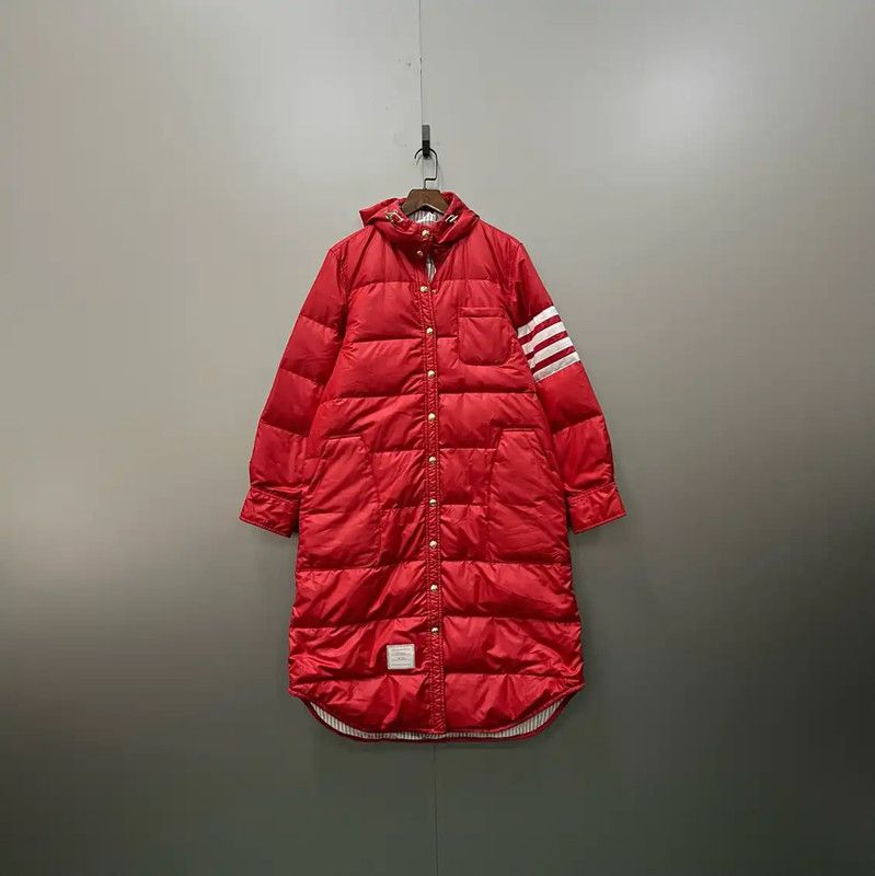 Thom Browne Thom Browne Red Striped Long Puffer Coat 0089 Size ONE SIZE - 1 Thumbnail