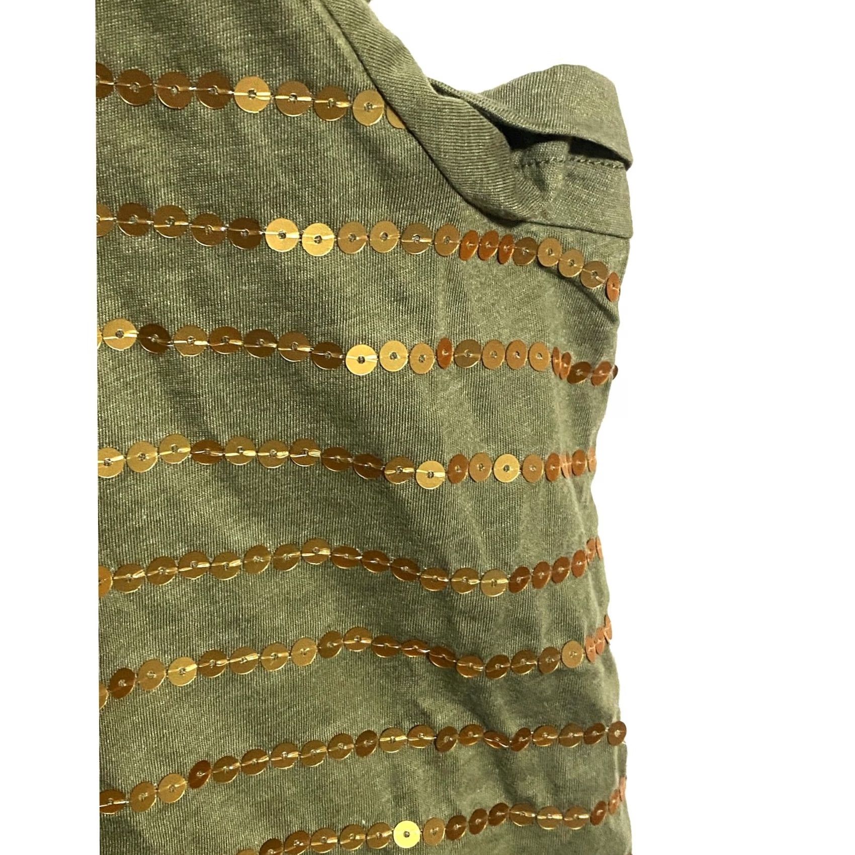 Olive VINTAGE? No. DG2 Diane Gilman DG2 Gold Sequin Olive Green Shirt Blouse Womens Plus 3X NWT Stretch Size XXL / US 16-18 / IT 52-54 - 2 Thumbnail
