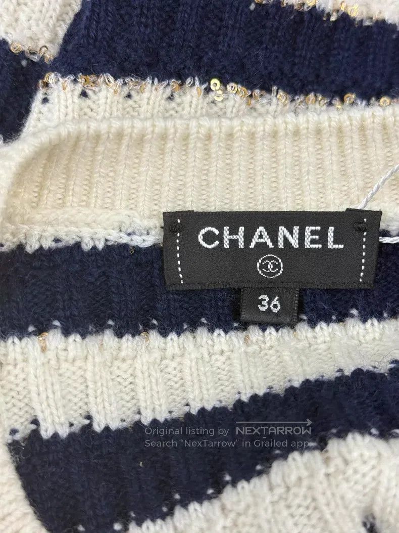 Chanel Chanel Blue and white sequin striped sweater Size XS / US 0-2 / IT 36-38 - 4 Thumbnail