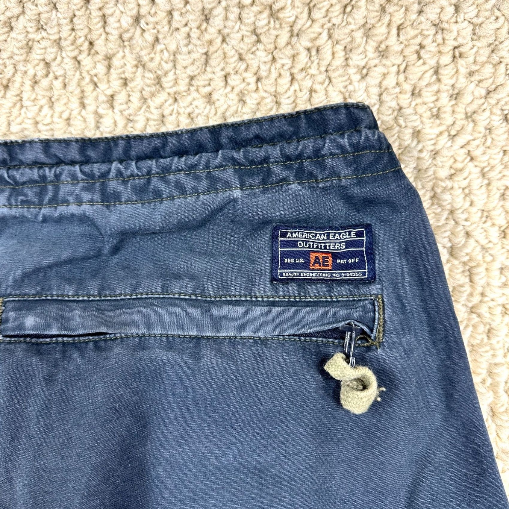 American Eagle Outfitters VINTAGE American Eagle Pants Mens 34x33 Navy Cargo Military Baggy Skater Y2K 90s Size US 34 / EU 50 - 5 Thumbnail