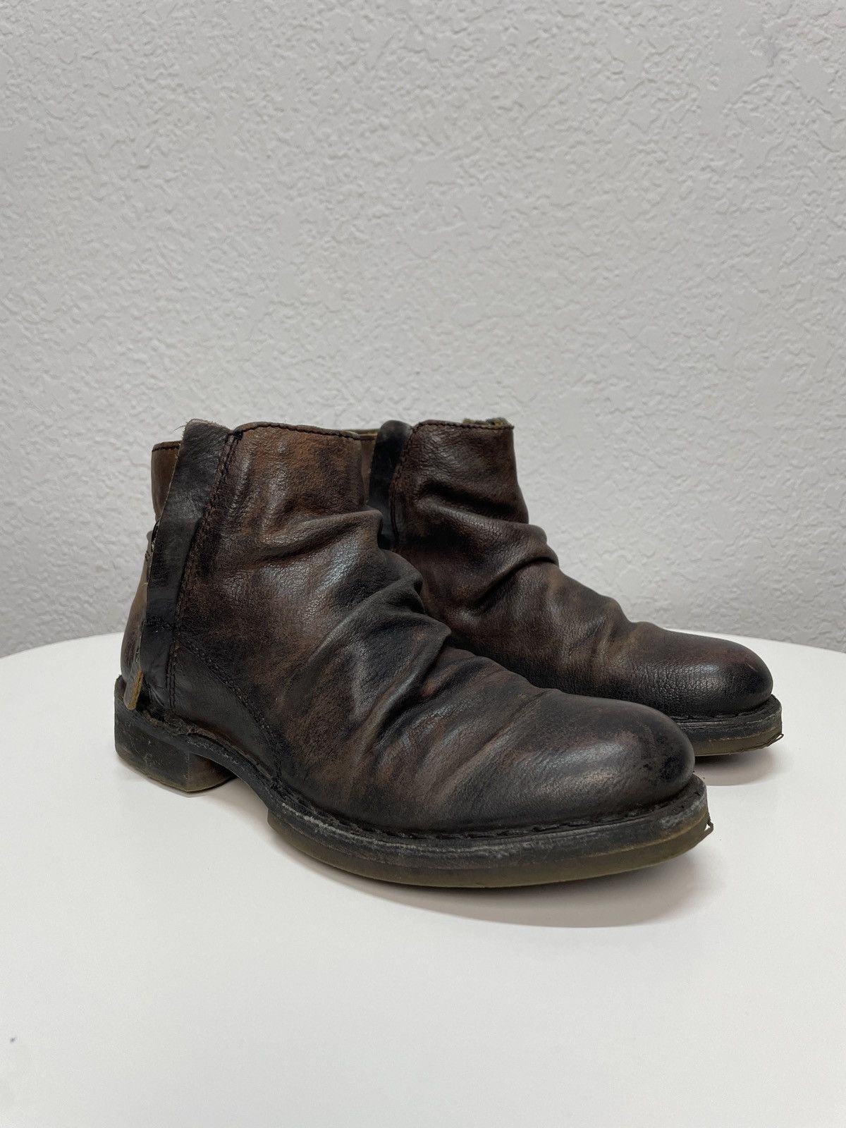 If Six Was Nine Vintage Italian AS 98 Rick Owens Style Leather Biker Boots Size US 5.5 / EU 38 - 9 Thumbnail