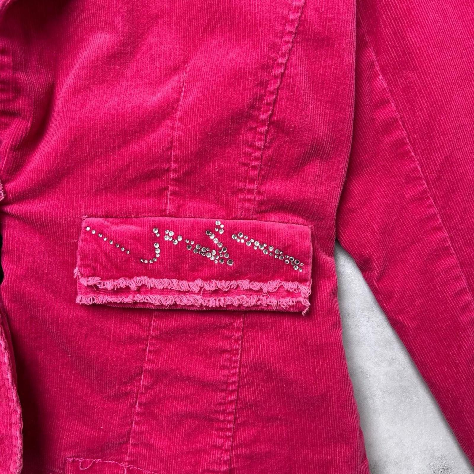 Other Y2K YS Pink Velvet jacket 00s rhinestones button jacket Size L / US 10 / IT 46 - 4 Thumbnail