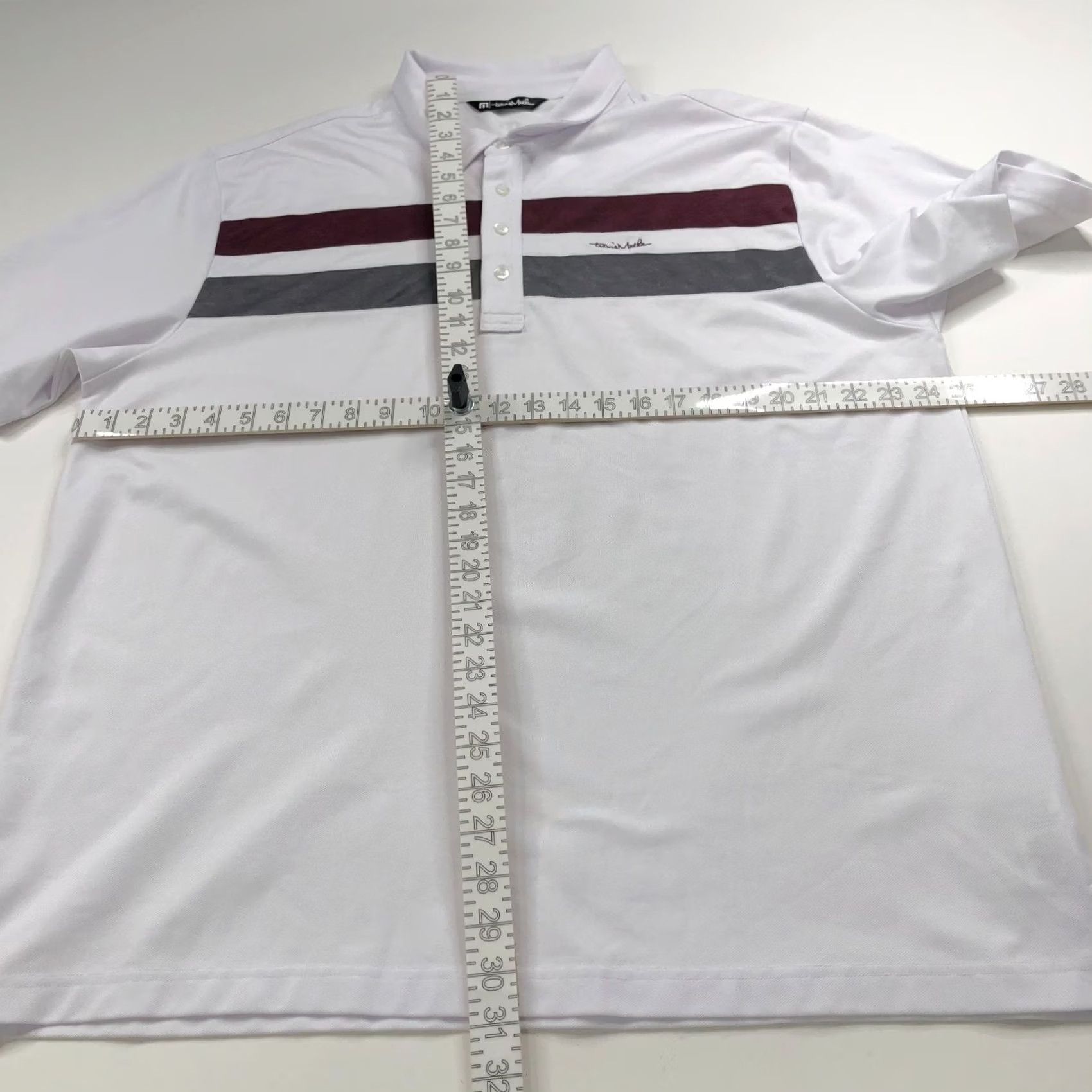 TravisMathew Travis Mathew Shirt Polo XXL White Striped Golf SS Polyester Button LOGO Size US XXL / EU 58 / 5 - 3 Thumbnail