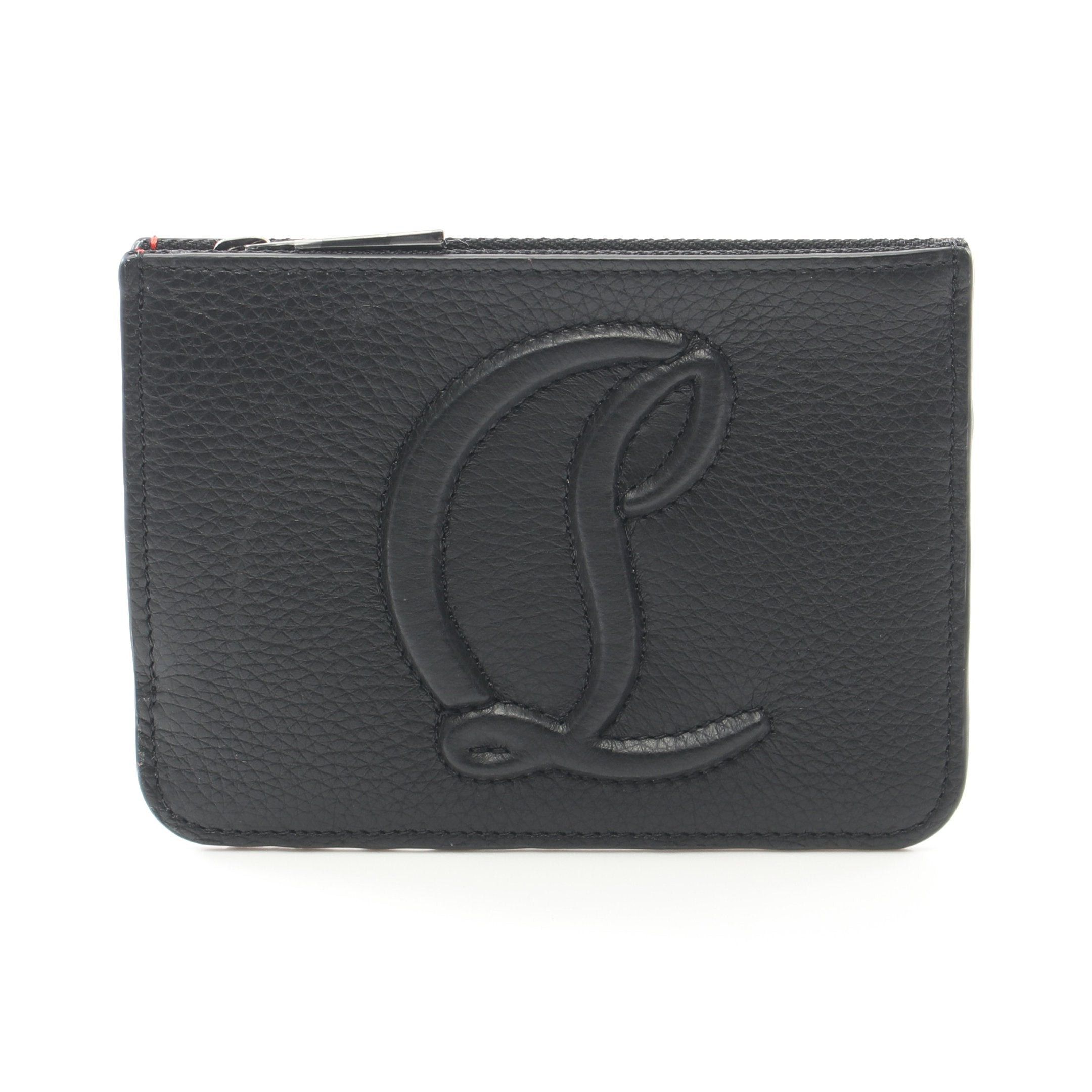 Christian Louboutin Christian Louboutin By My Side Card Case Coin Purse Leather Black Red Size ONE SIZE - 1 Thumbnail
