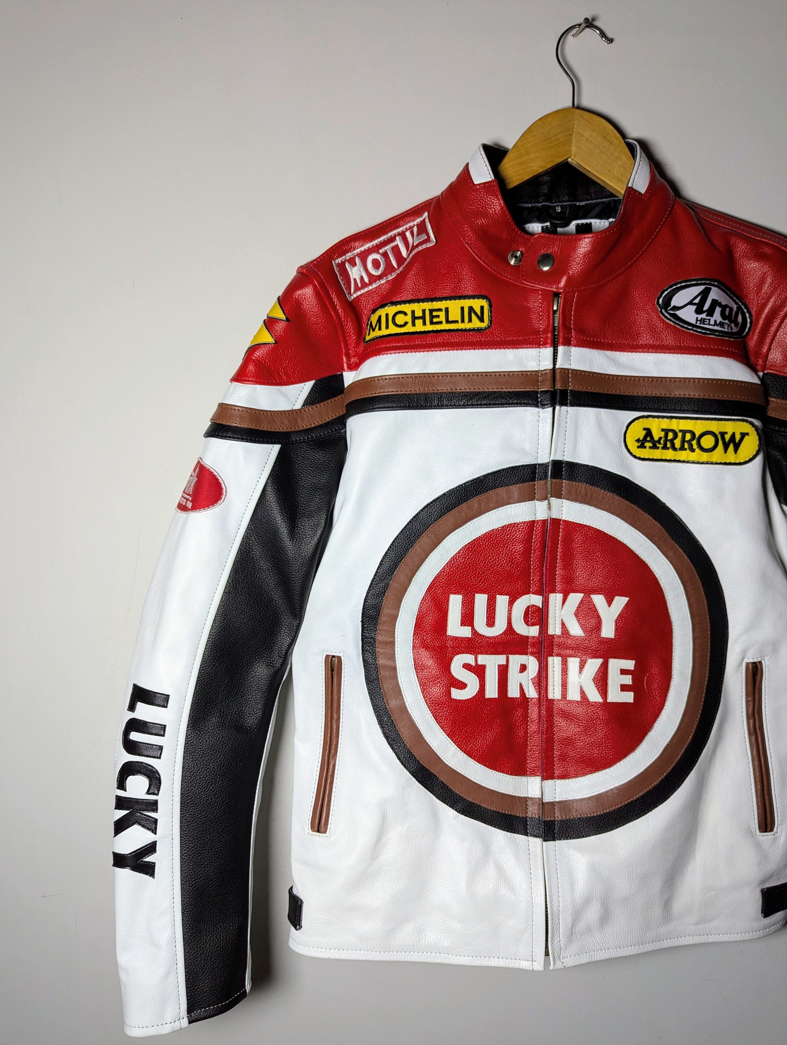 Vintage 💦 LUCKY STRIKE 💥 RARE VINTAGE LEATHER JACKET Size L / US 10 / IT 46 - 3 Thumbnail