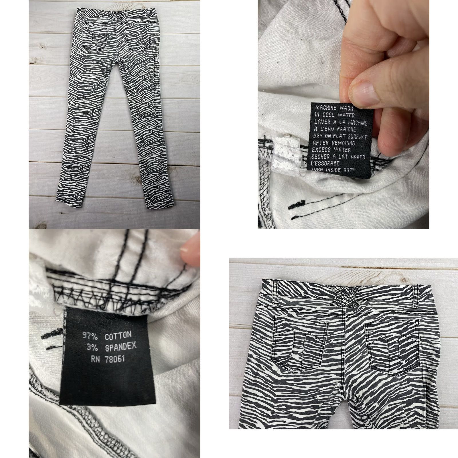 Tripp NYC Daang Goodman Tripp NYC Pants Womens Jr Sz 9 Zebra Print Low Rise Stretch Grunge Size 30" / US 8 / IT 44 - 8 Thumbnail