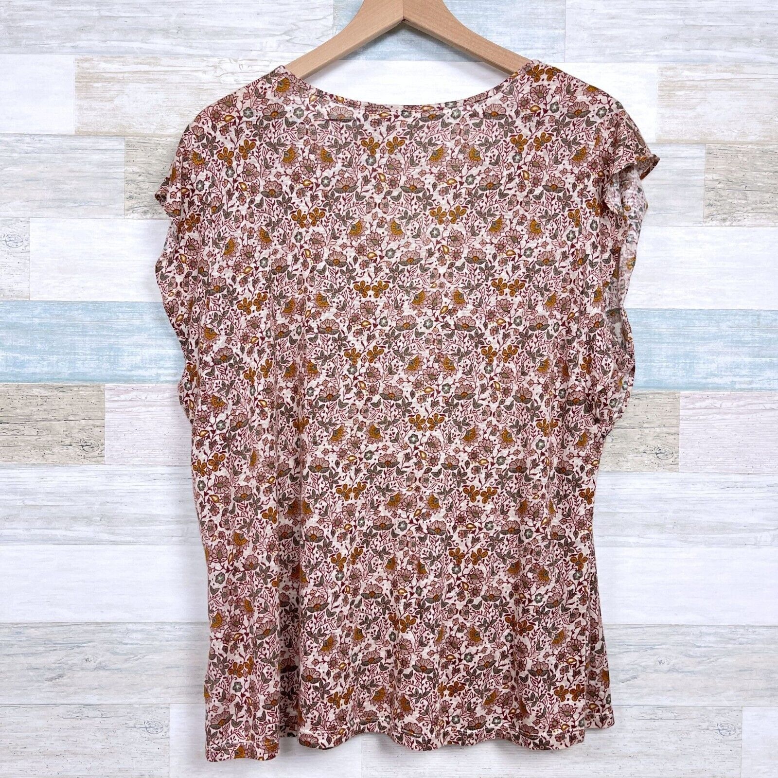 Rachel Zoe Rachel Zoe Floral Linen Tee Beige Brown Womens XL Size XL / US 12-14 / IT 48-50 - 3 Thumbnail
