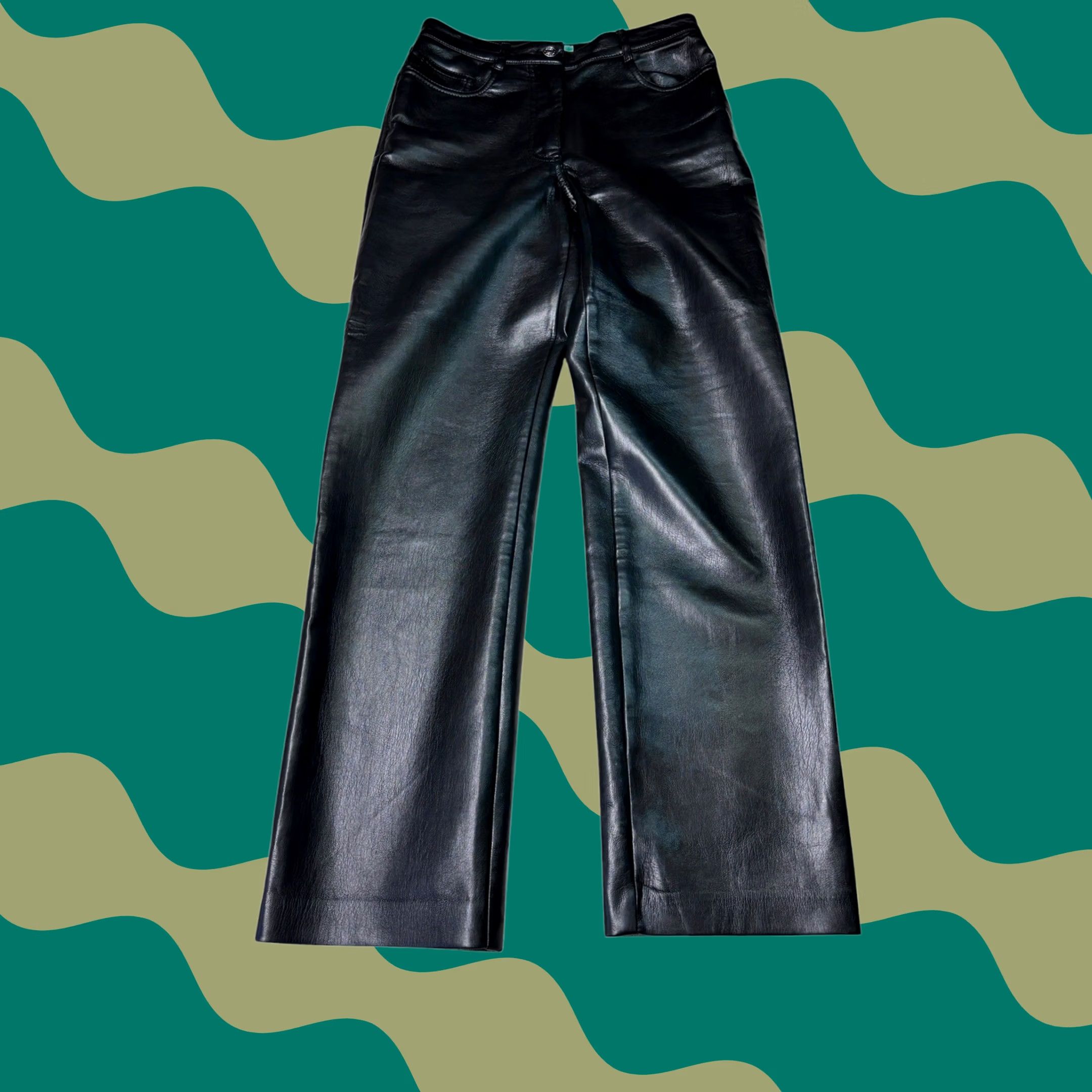 Vintage Wilfred Melina Vegan Leather High Waisted Straight Leg Pants 4 W27 L29 Black Women's Shoes? Size 27" / US 4 / IT 40 - 1 Thumbnail