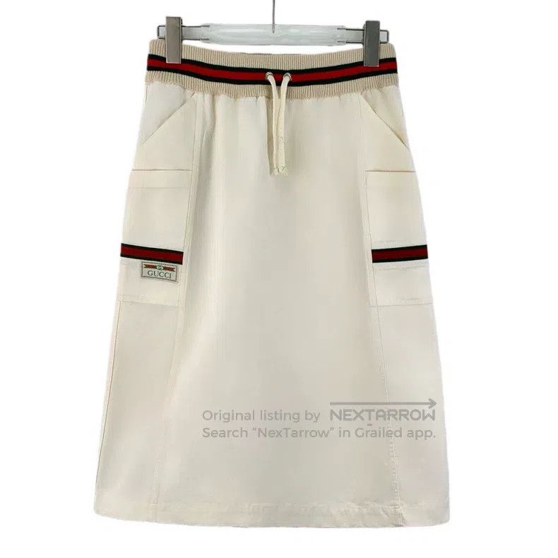 Gucci Gucci SizeXS Beige pocket striped webbing cotton drawstring Size 42" / US 20 - 1 Thumbnail