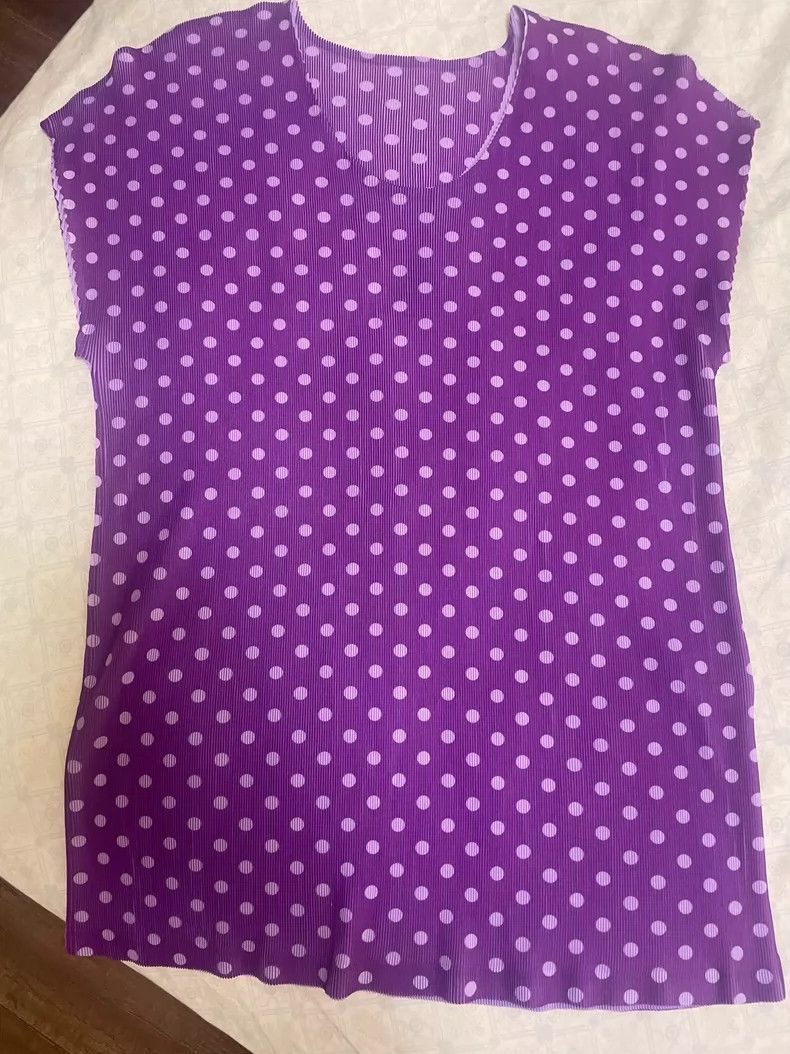 Issey Miyake issey miyake size：one size Purple polka dot vest 2506-Nexta Size XXS / US 00 / IT 34 - 1 Thumbnail