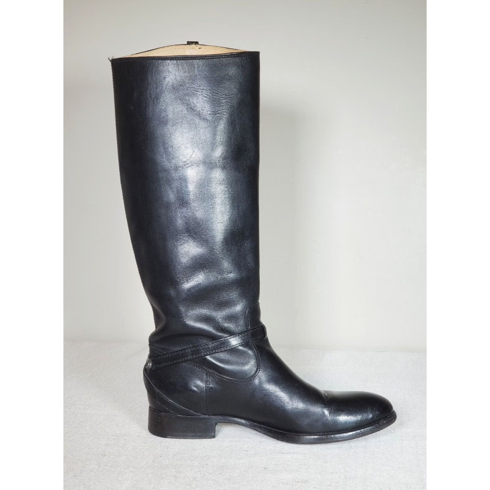 Frye FRYE Lindsay Plate Tall Riding Boots Black Leather 3476889 Knee-High Womens US 8 B Size US 8 / IT 38 - 4 Thumbnail
