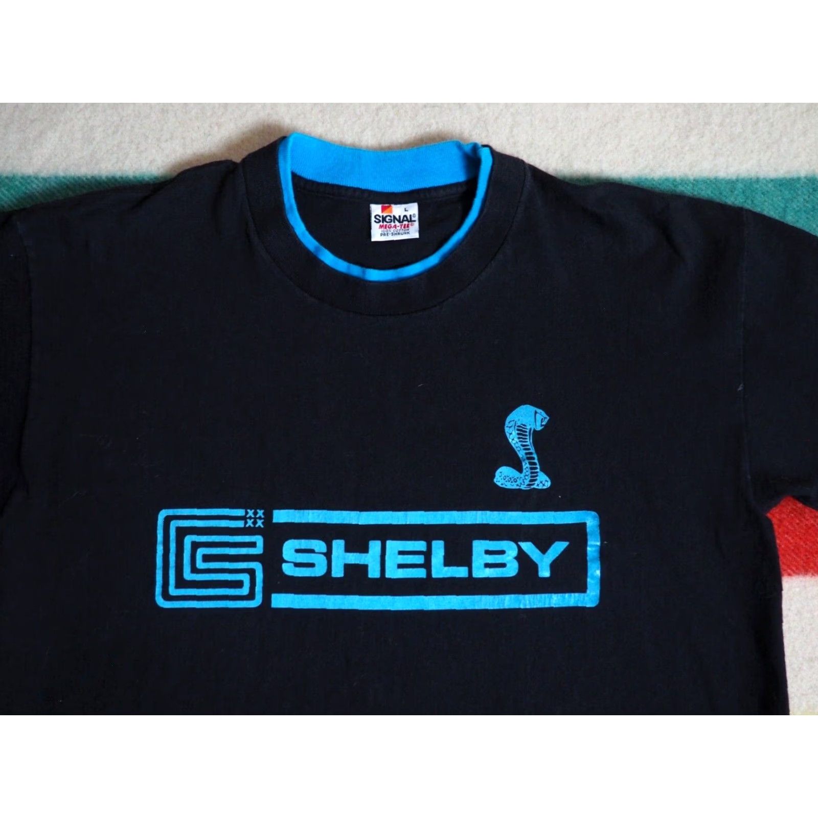 Ford VTG 80s 90s Signal FORD SHELBY Cobra Car Promo Tee T-Shirt Blue Black USA Mens M Size US M / EU 48-50 / 2 - 3 Thumbnail