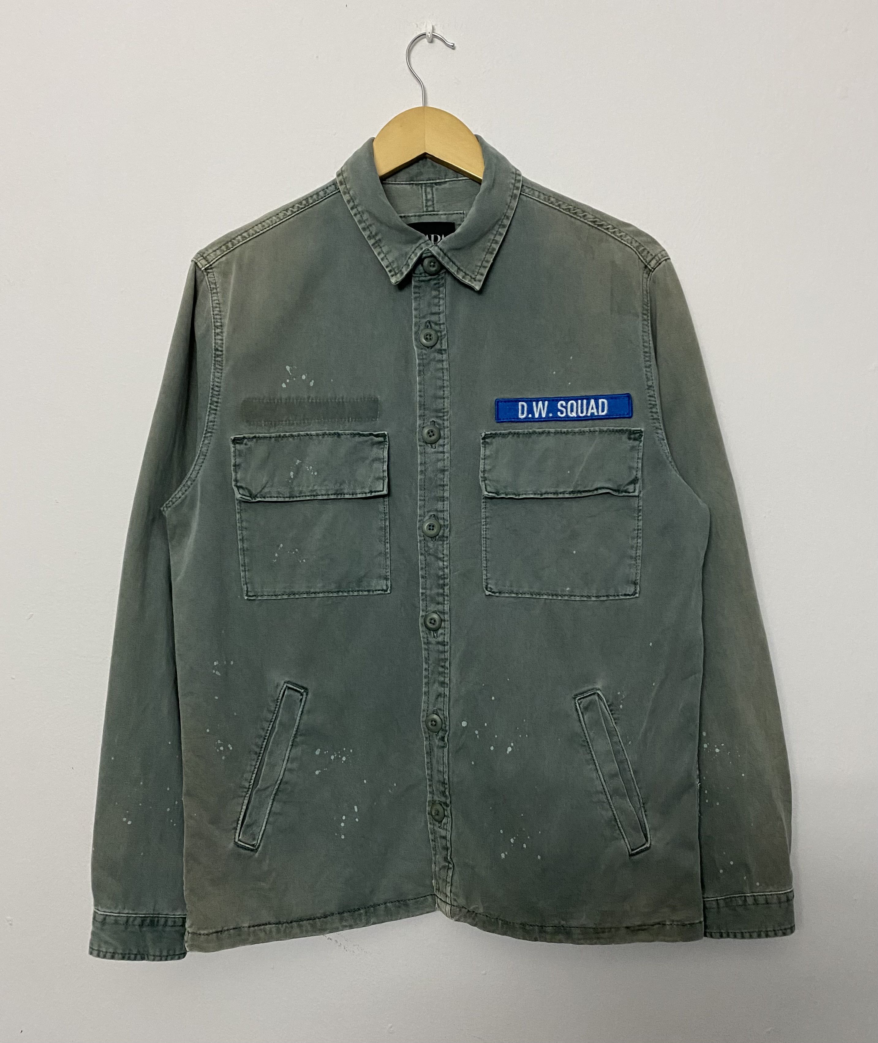 Zara ZARA Man Distressed Military Overshirt Jacket - "D.W. SQUAD" Size US M / EU 48-50 / 2 - 1 Thumbnail