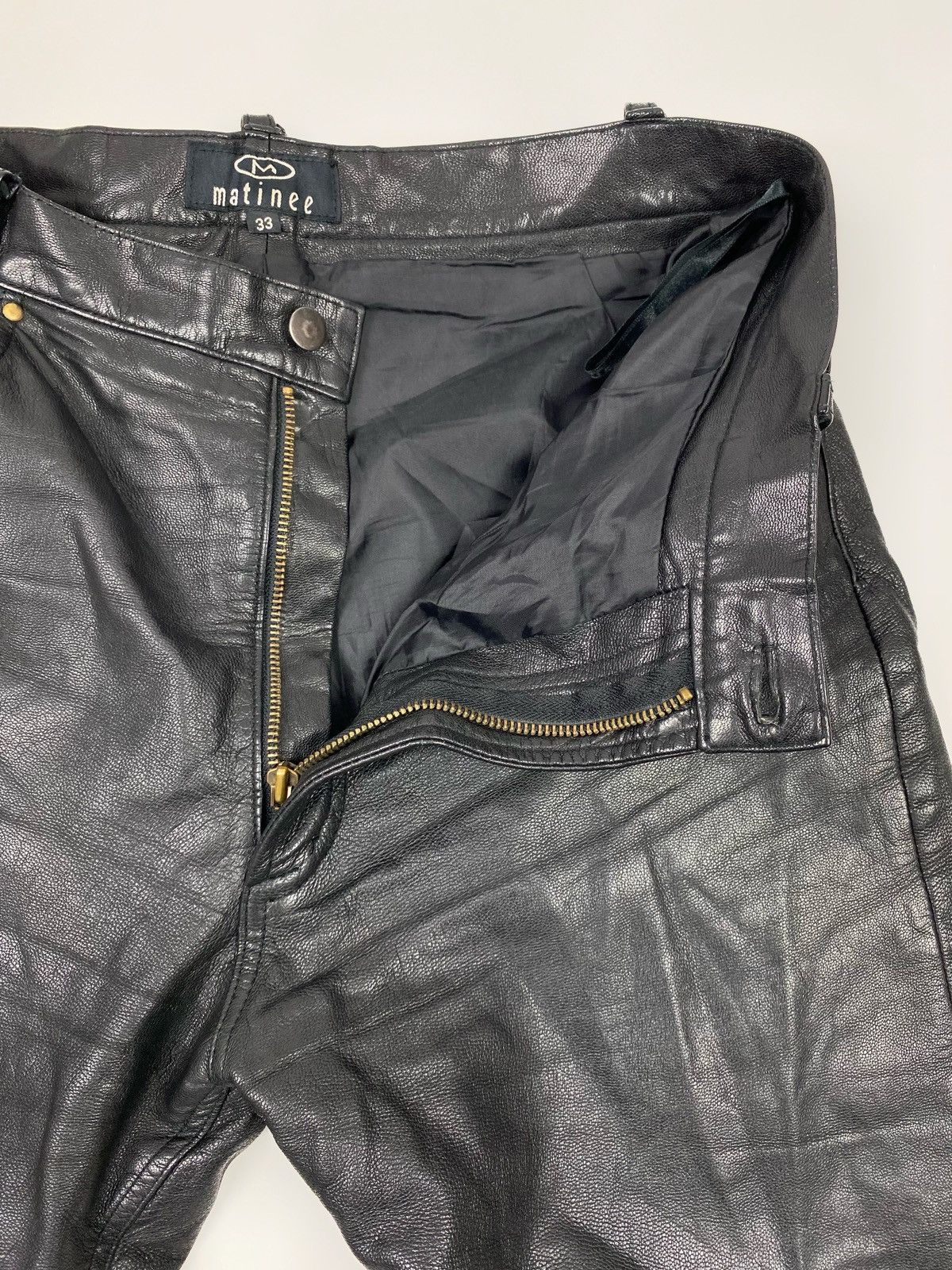 Vintage 1990’s Vintage Matinee Black Leather Biker Pants Size US 33 - 3 Thumbnail