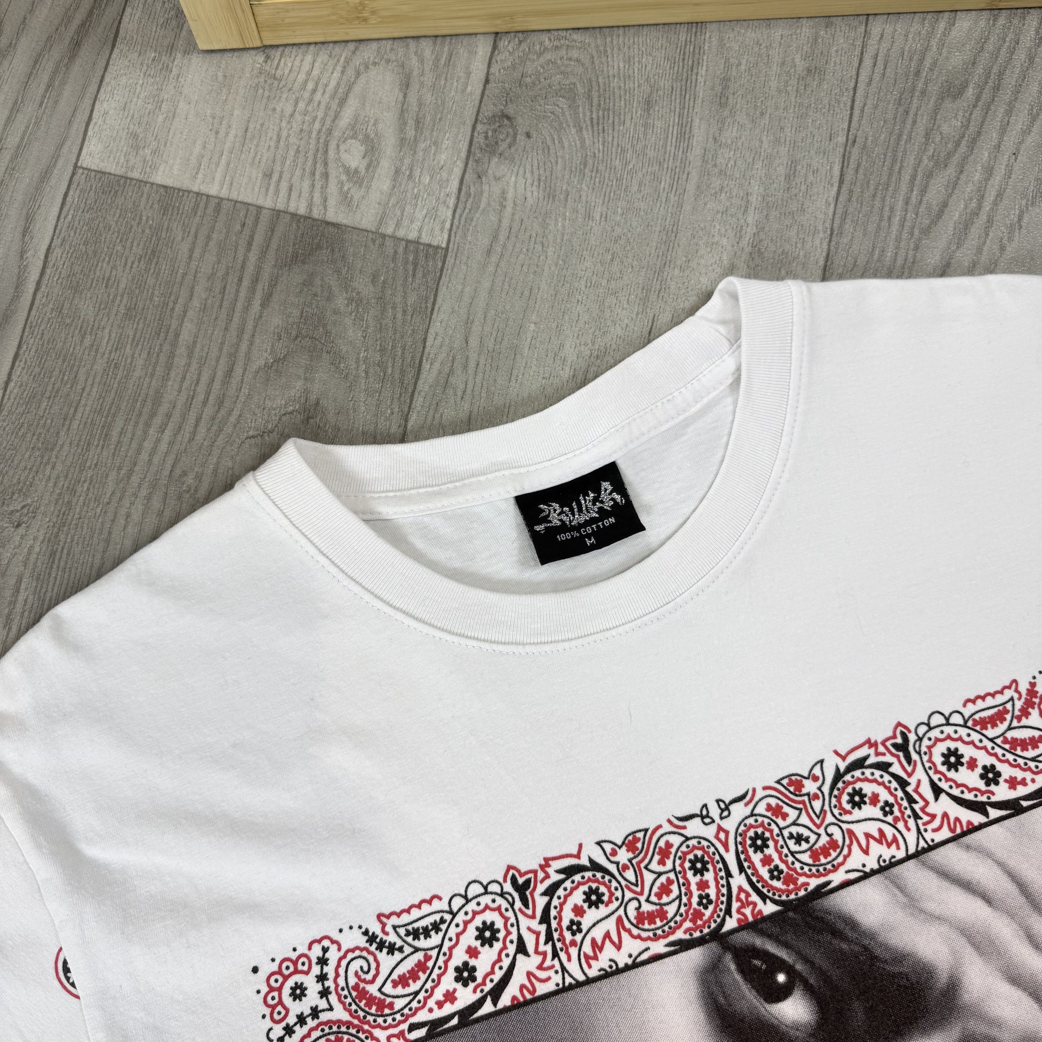 Vintage Vintage 2Pac Tupac Shakur 90s White Graphic Rap Tee Shirt Size US M / EU 48-50 / 2 - 9 Thumbnail