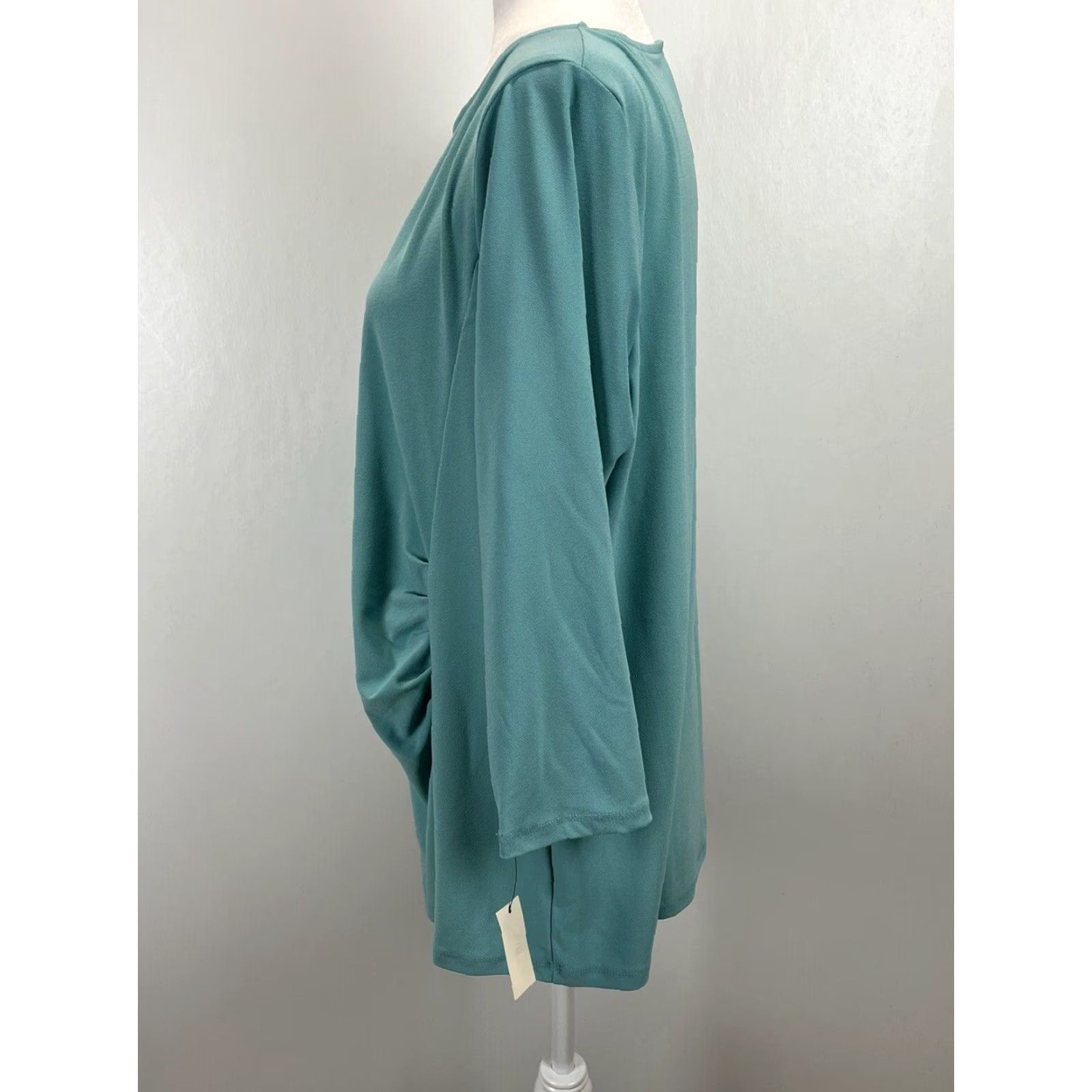 Talbots VINTAGE Talbots Blouse Womens Plus 1X Green Long Sleeve Casual Shirt with Ruched Sides Size XL / US 12-14 / IT 48-50 - 2 Thumbnail
