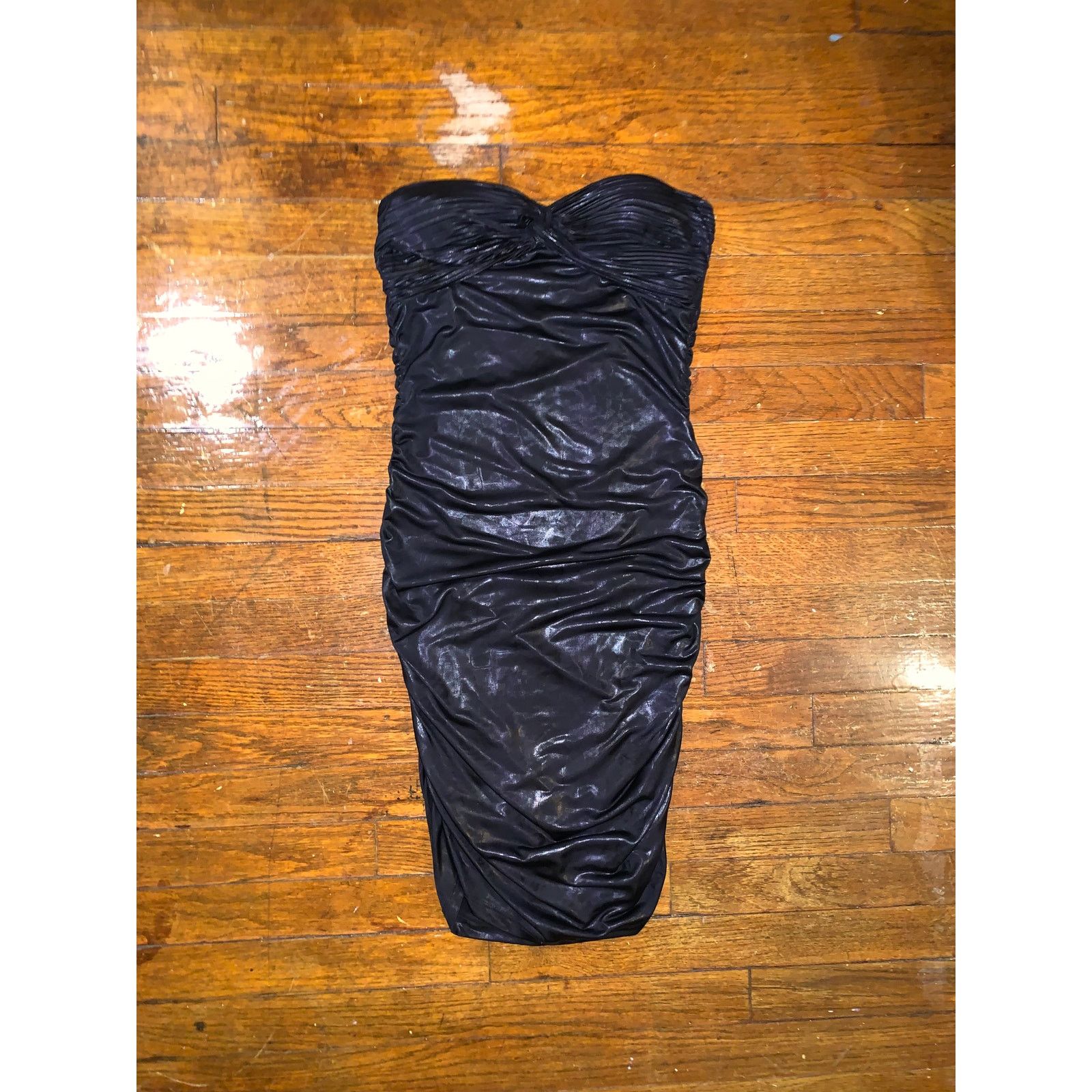 Other × Vintage Y2K Sisly Black Ruched Strapless Bodycon Dress Womens Medium Size M / US 6-8 / IT 42-44 - 2 Thumbnail