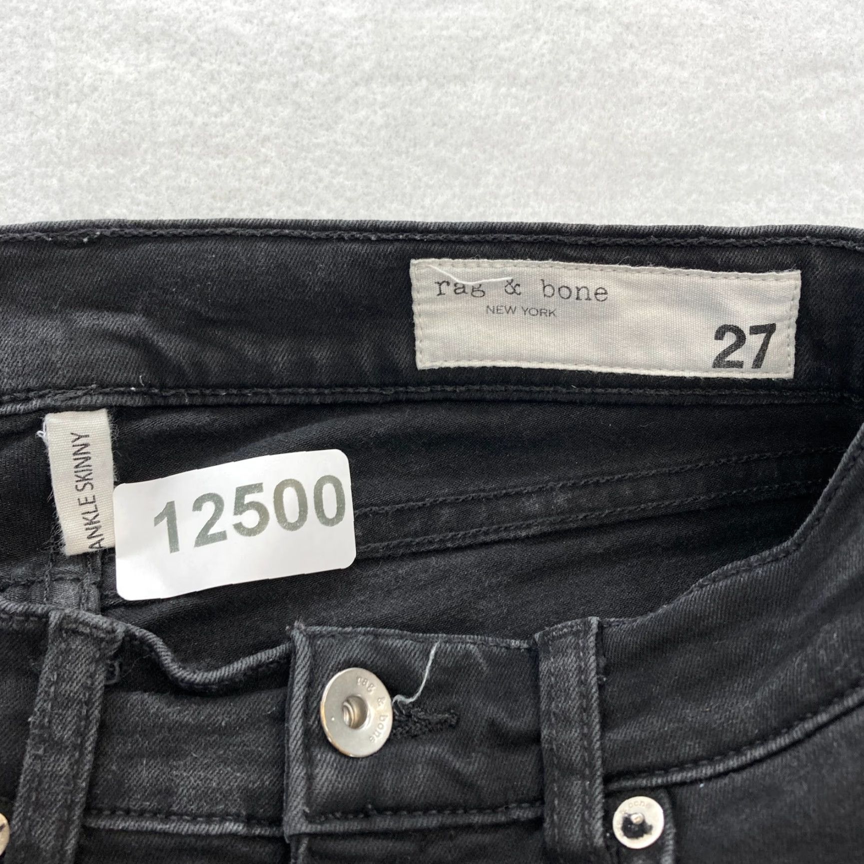 Rag & Bone Rag & Bone Skinny Ankle Jeans Women 27 Black Stretch Denim Low Rise Distressed Jeans Size 27" / US 4 / IT 40 - 4 Thumbnail