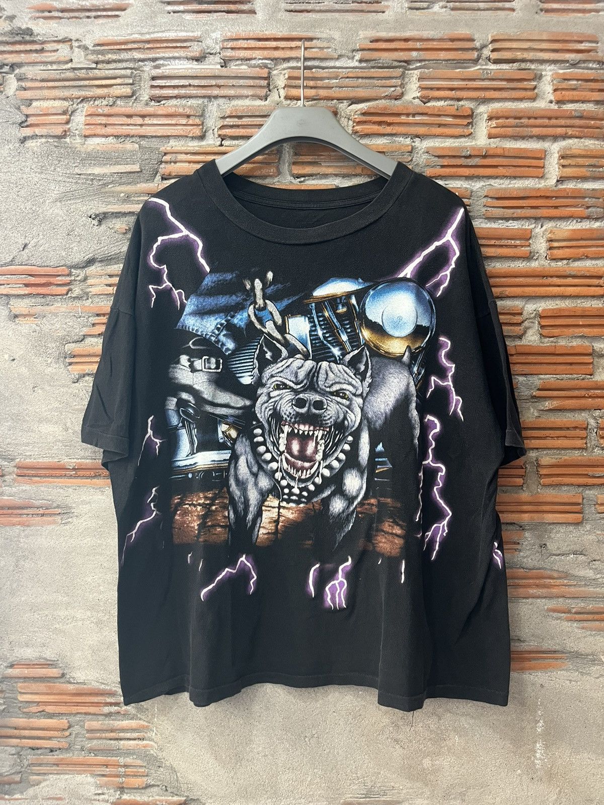 Vintage Vintage AMERICAN THUNDER PITBULL Bikeer 90’s Tshirt Size US XL / EU 56 / 4 - 1 Thumbnail