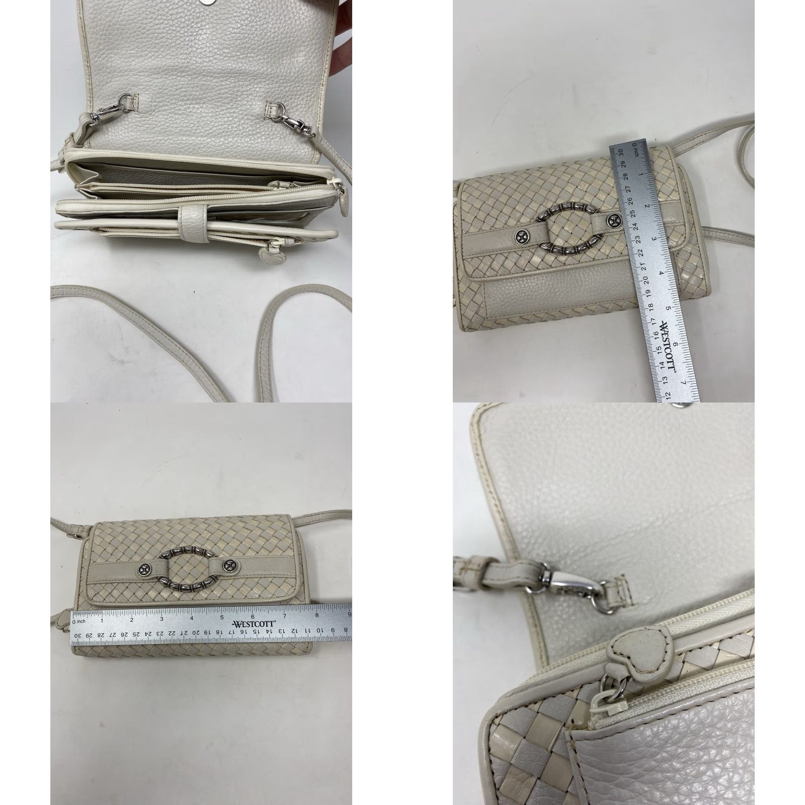 Brighton VINTAGE Brighton Crossbody Bag Cream Woven Organizer Purse 90s Small Womens Bag Size ONE SIZE - 8 Thumbnail