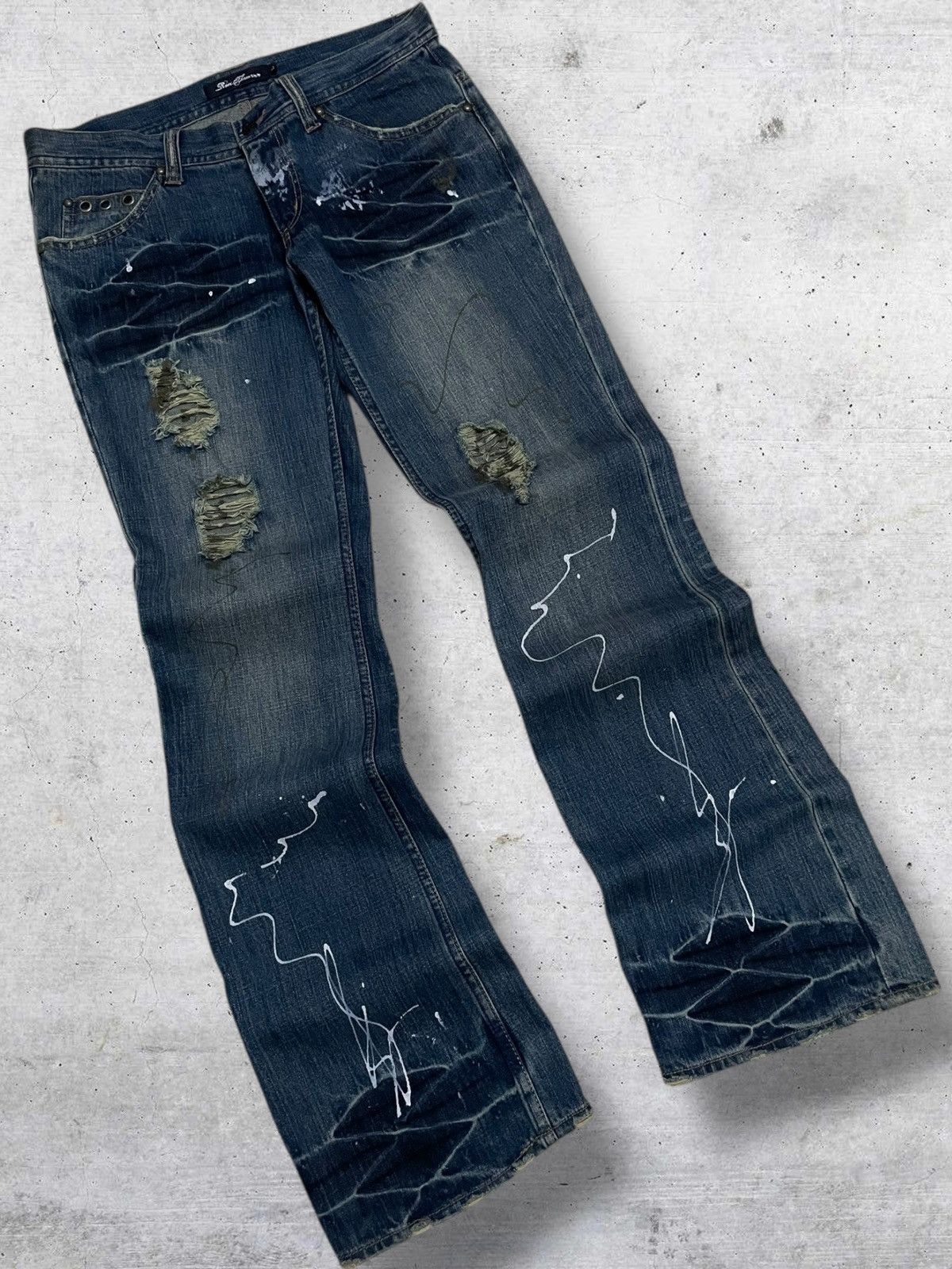 Tornado Mart OG JAPAN SPLASH FLARED AESTHETIC ROOT THREE 90S DESIGNER Size US 32 / EU 48 - 2 Thumbnail