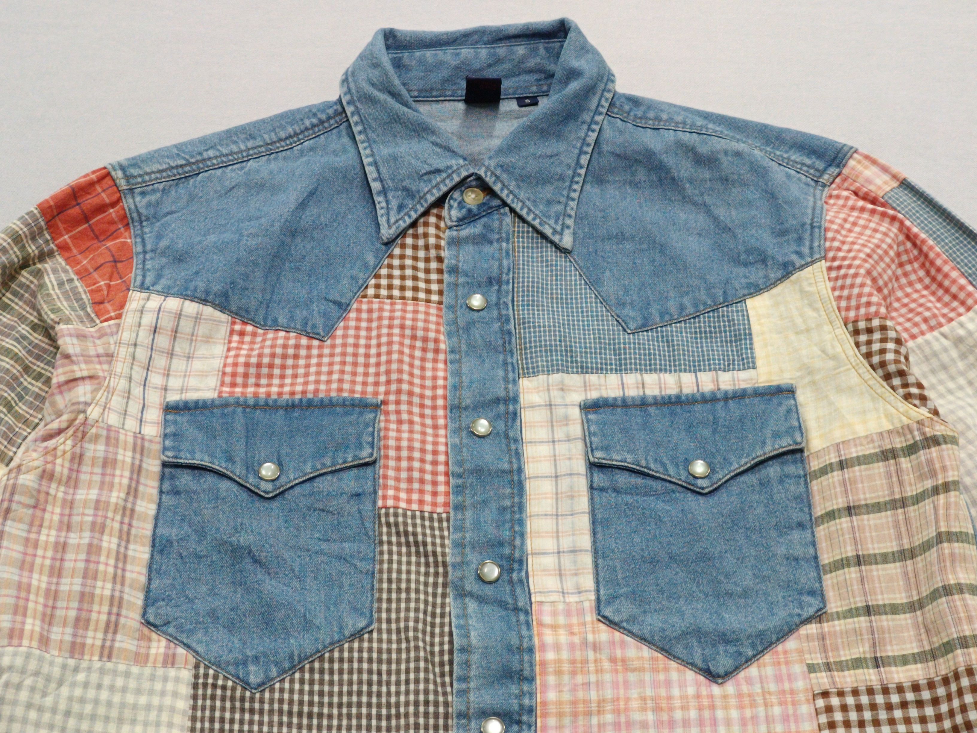 Other Road Runner Patchwork Pearl Snap Button Denim Shirt Size US S / EU 44-46 / 1 - 5 Thumbnail