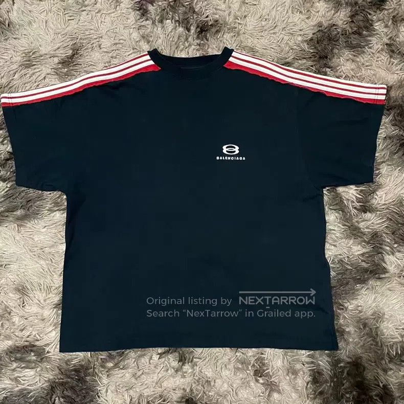 Balenciaga Balenciaga Black and Red Striped Short Sleeve T-Shirt with Size US M / EU 48-50 / 2 - 1 Thumbnail