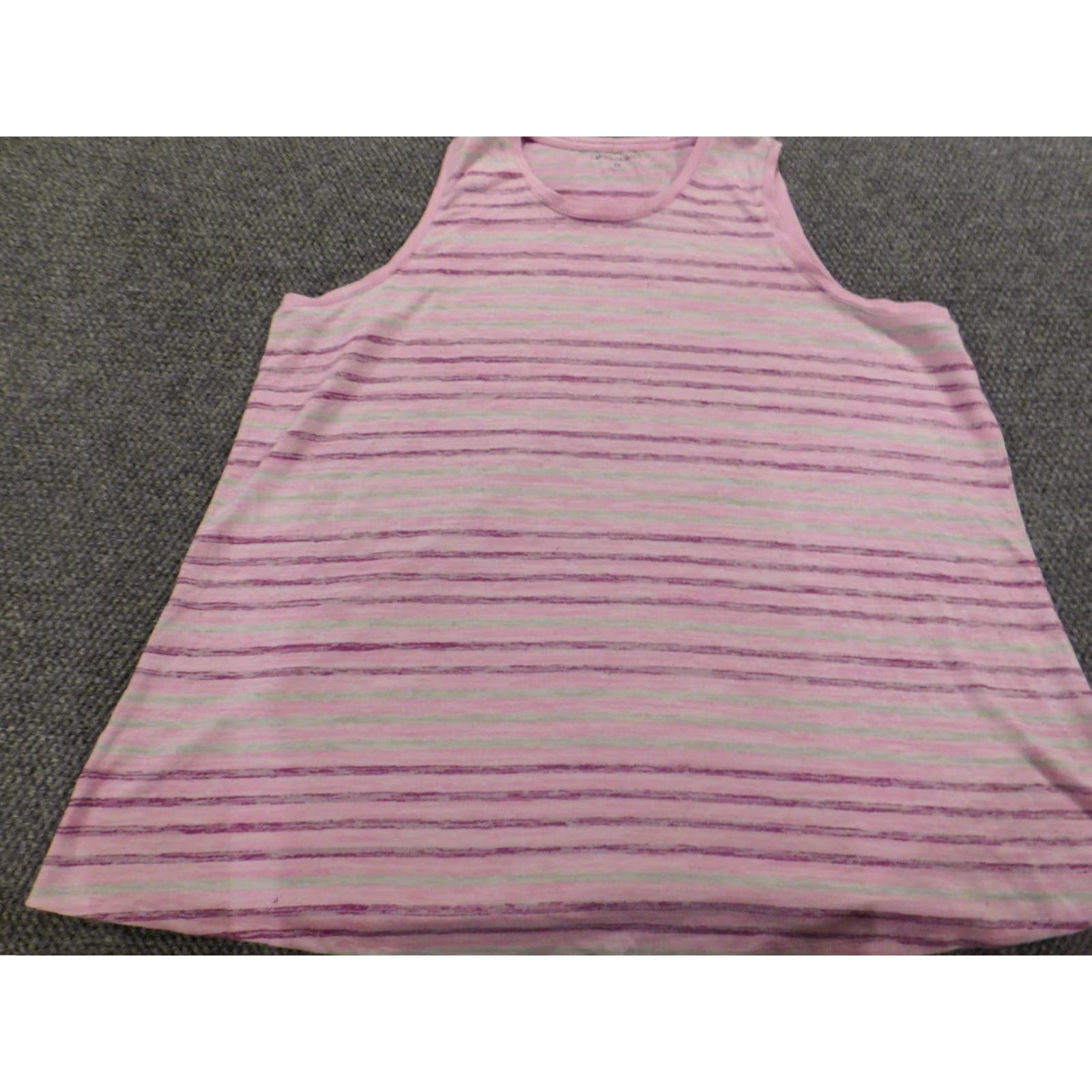 Vintage Northcrest Blouse 3X Purple Striped Sleeveless Crew Neck Pullover Casual Plus Size Women Satin Polyester Rayon Stretch Button Classic Vintage: No Size XXL / US 16-18 / IT 52-54 - 3 Thumbnail