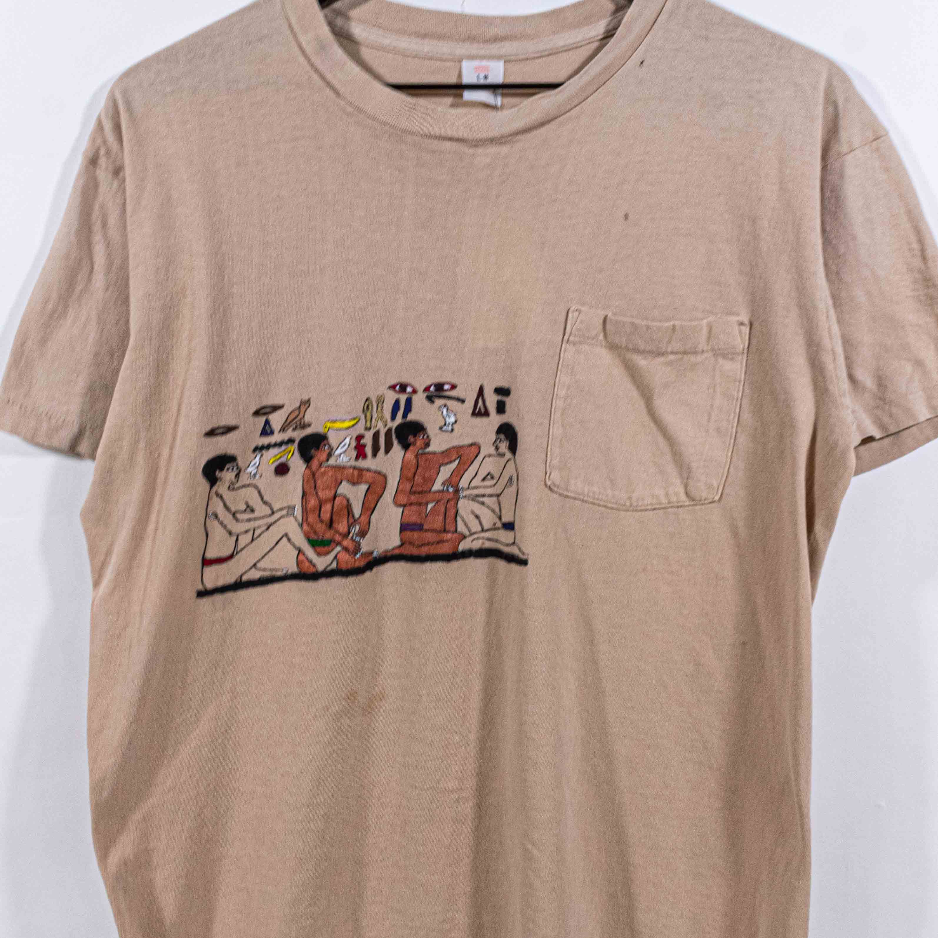 Other Egyptian Hieroglyphics Hanes Pocket T-Shirt VTG 70s 80s Size US L / EU 52-54 / 3 - 3 Thumbnail