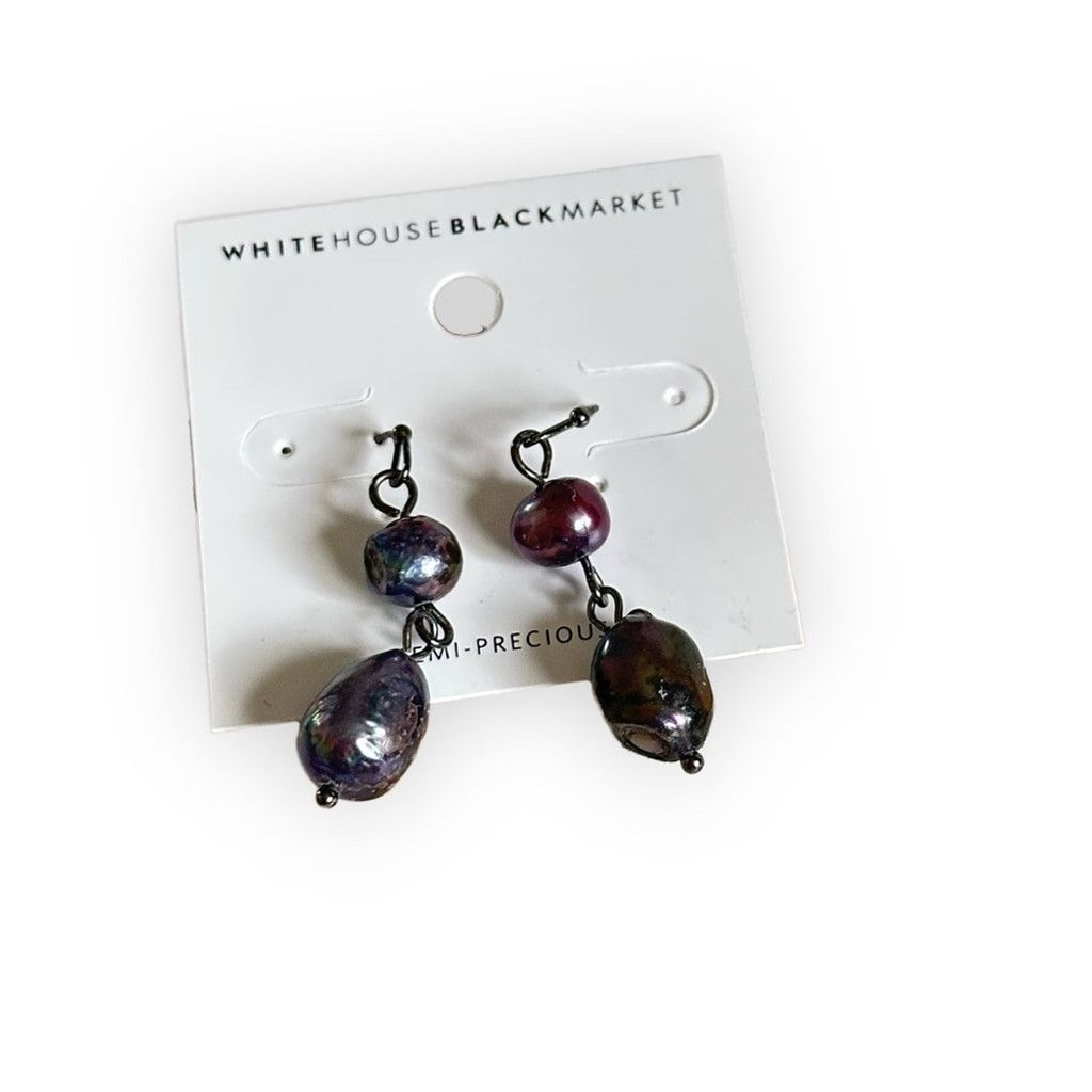 White House Black Market WHBM Semi-Precious Gray Pearl Earrings | NWT Size ONE SIZE - 2 Thumbnail