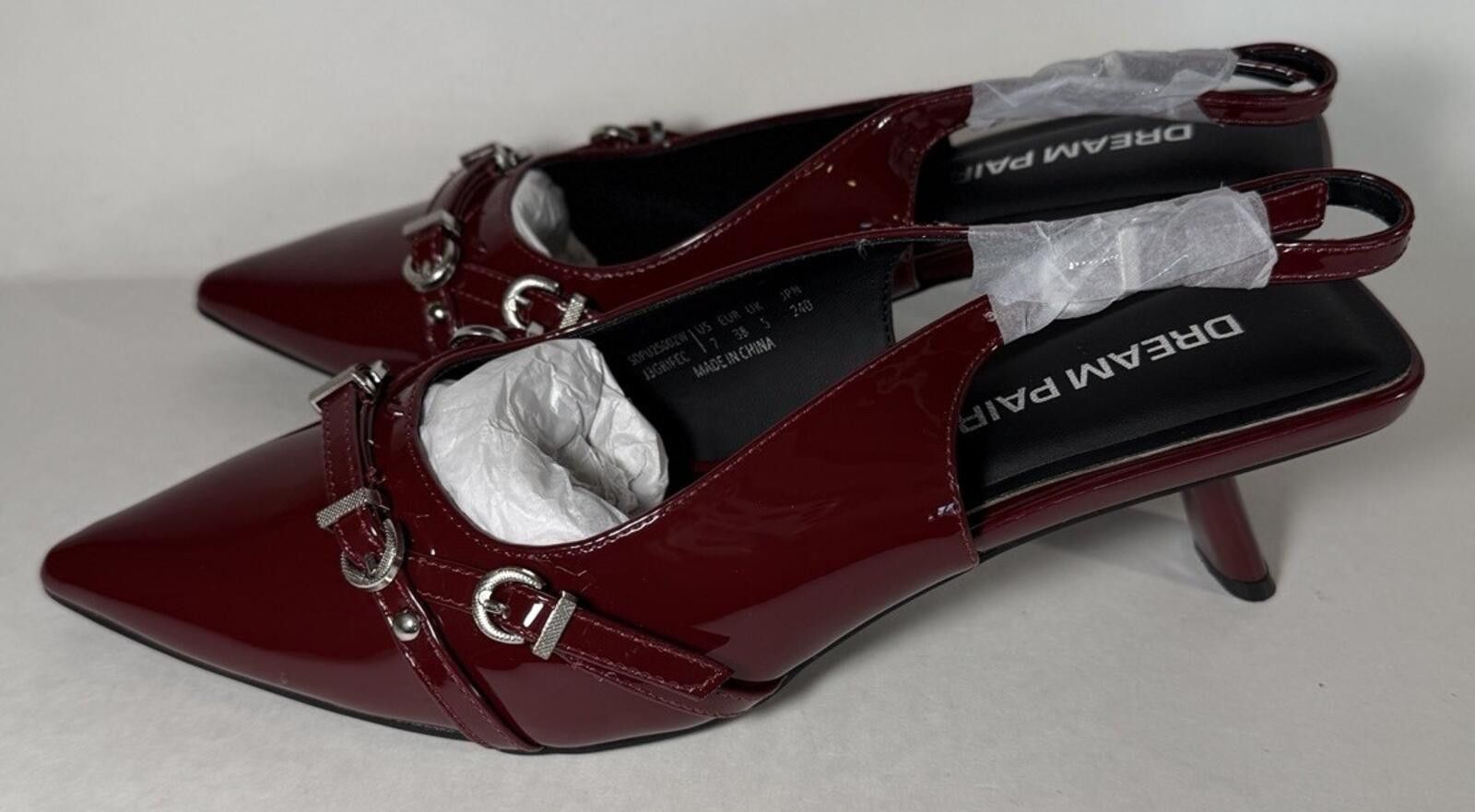 Other DREAM PAIRS Pointed Slingback Heels Pointed Toe Burgundy Size US 7 / IT 37 - 1 Thumbnail