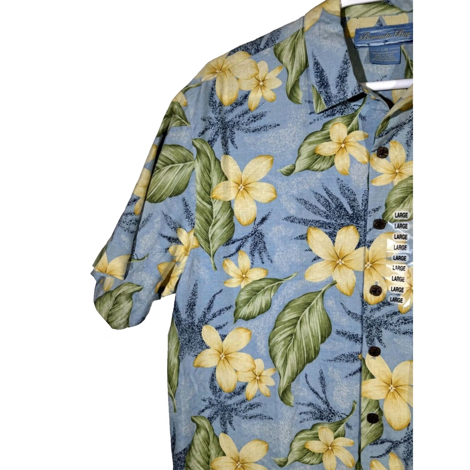 Vintage Bermuda Bay Shirt Large Blue Floral 100% Silk Short Sleeve Button-Up M183 Size US L / EU 52-54 / 3 - 4 Thumbnail